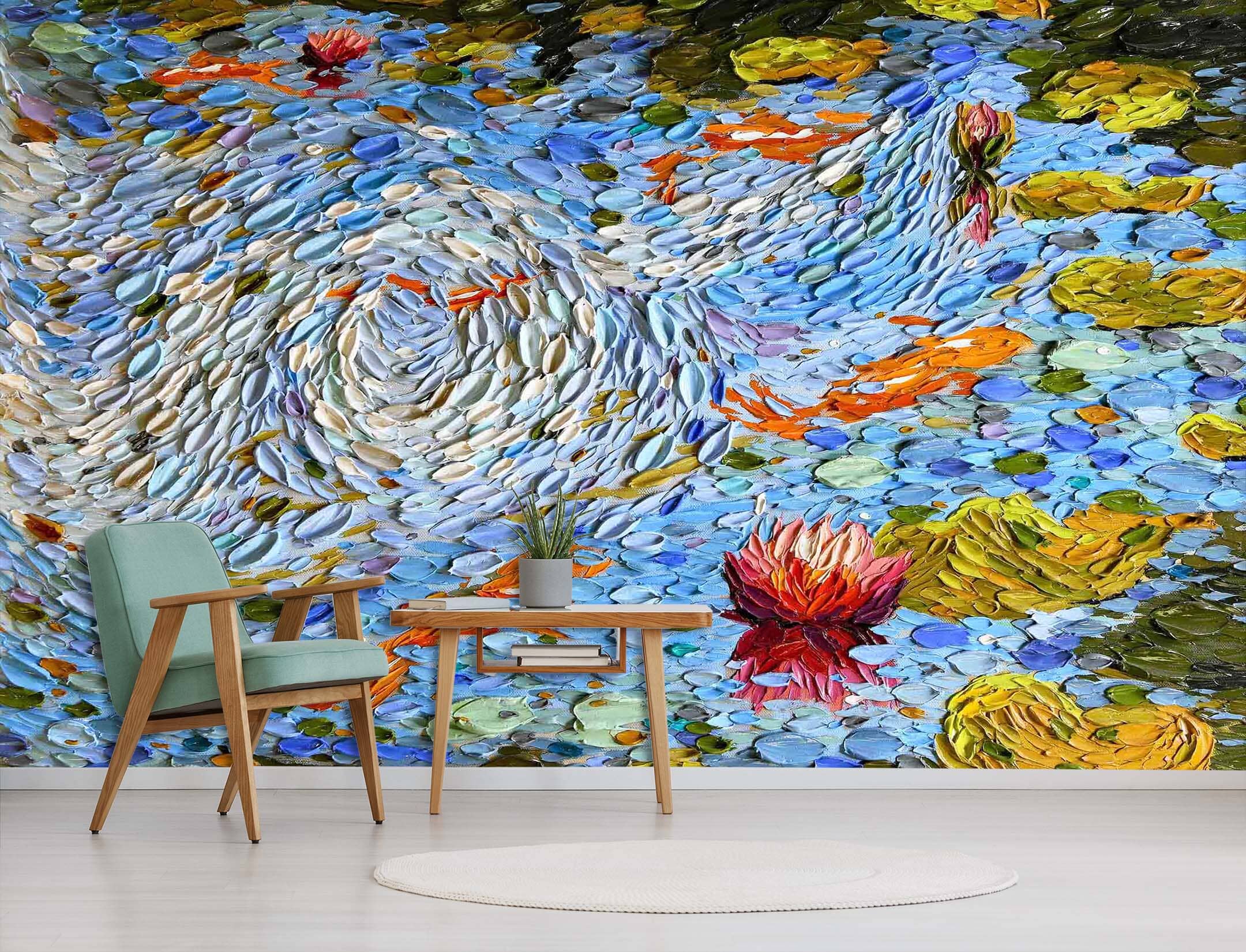 3D Lotus Pond 1409 Dena Tollefson Wall Mural Wall Murals Wallpaper AJ Wallpaper 2 