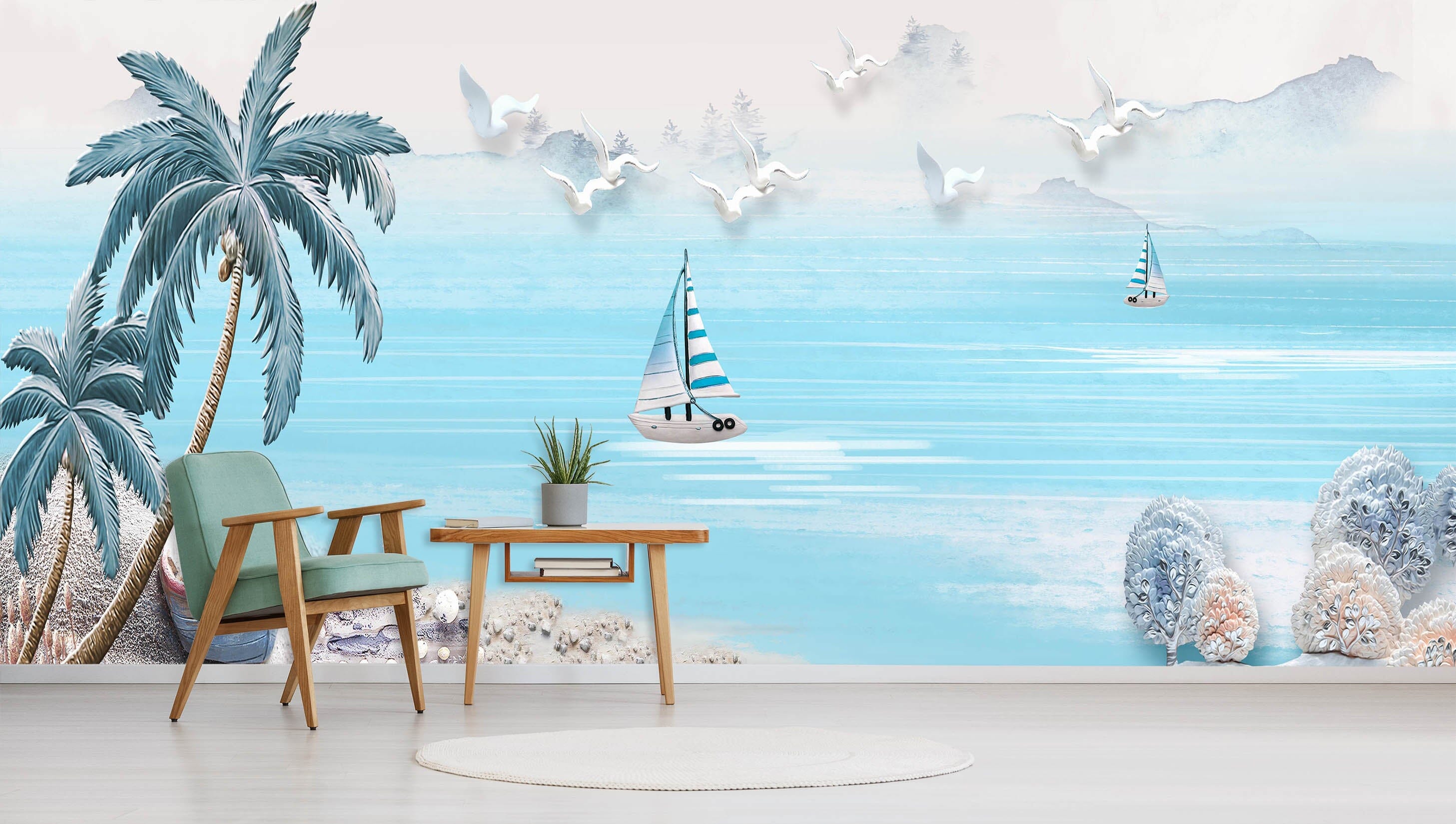 3D Coconut Palm Tree 027 Wall Murals Wallpaper AJ Wallpaper 2