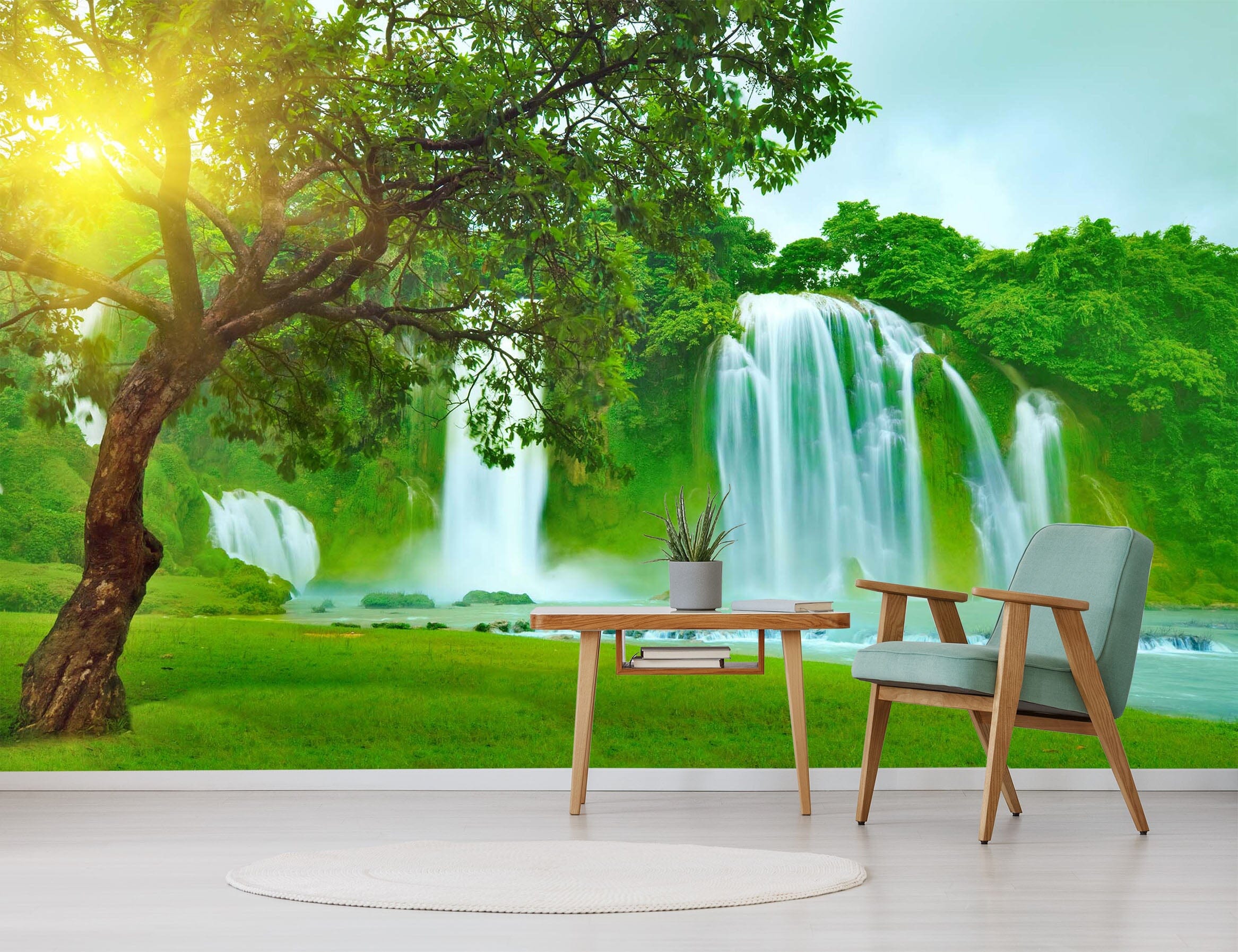 3D Forest Waterfall 2016 Wall Murals Wallpaper AJ Wallpaper 2