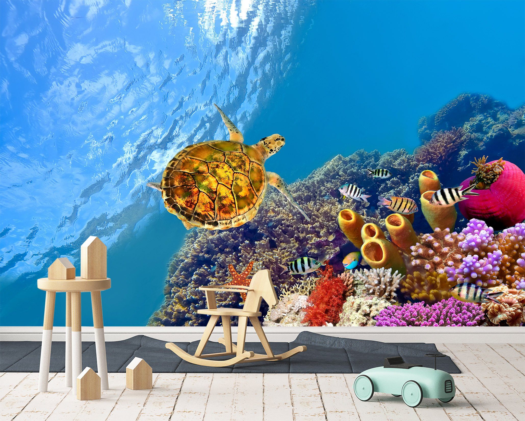 3D Turtle Coral 055 Wallpaper AJ Wallpaper