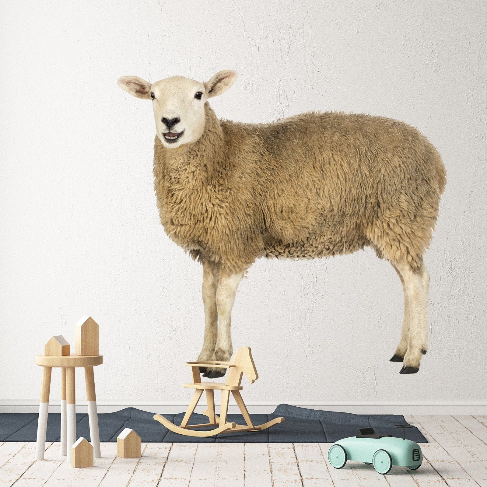 3D White Head Sheep 091 Animals Wall Stickers Wallpaper AJ Wallpaper