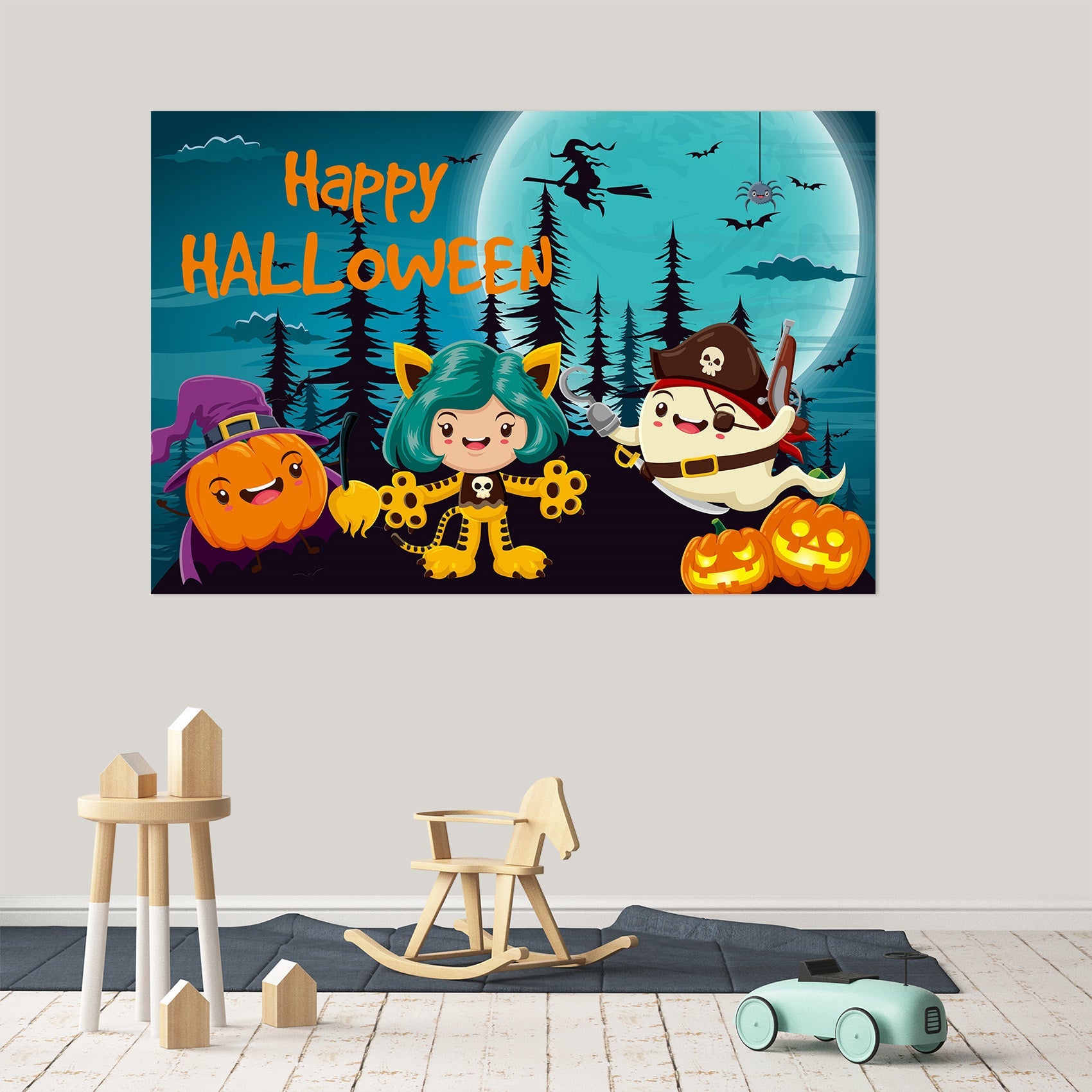 3D Moon Pumpkin Pirate 005 Halloween Wall Stickers Wallpaper AJ Wallpaper 2