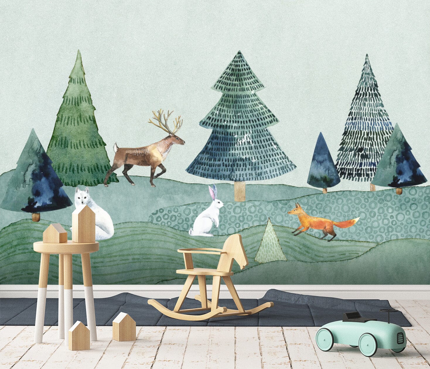 3D Rabbit Fox Deer 009 Wall Murals Wallpaper AJ Wallpaper 2