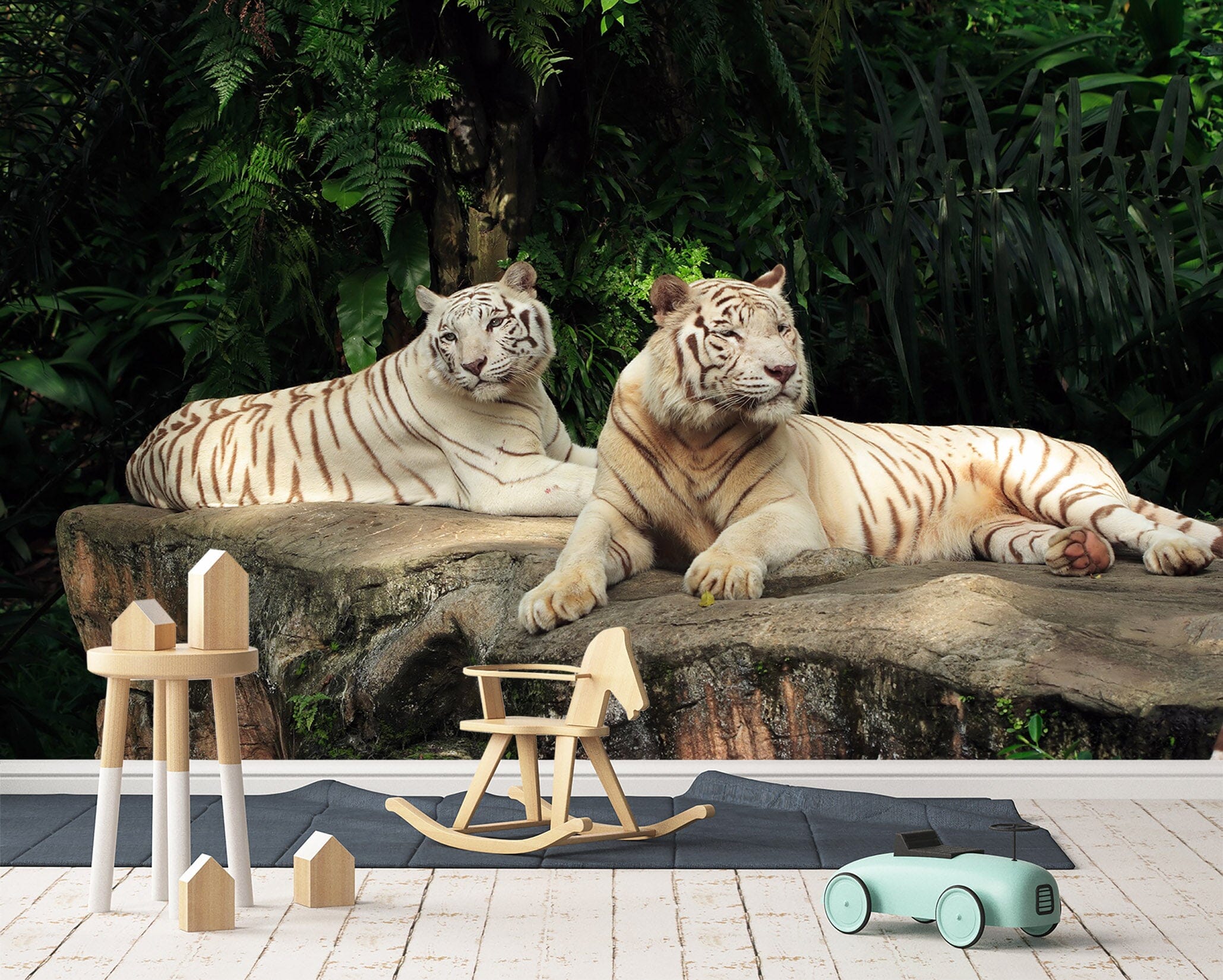 3D Two Tigers 123 Wall Murals Wallpaper AJ Wallpaper 2