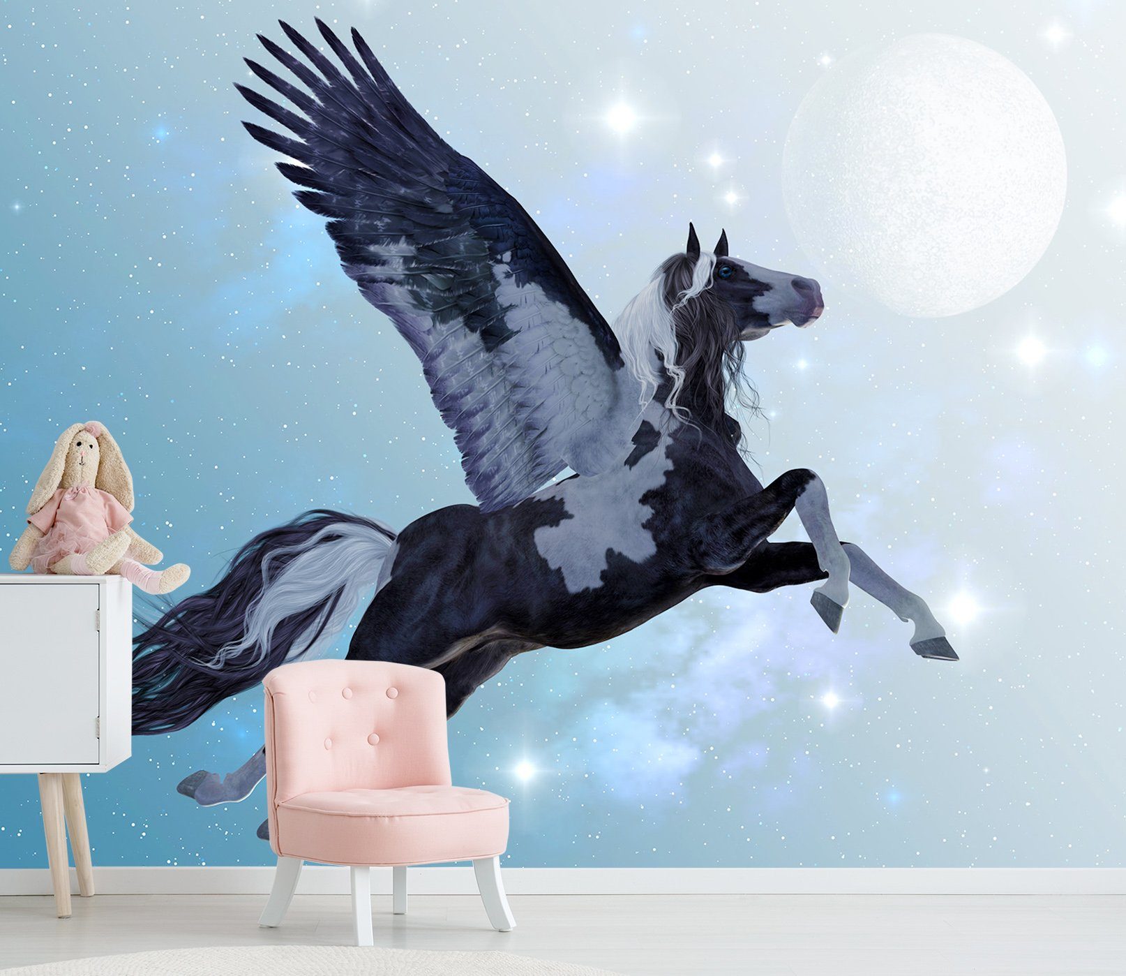 3D Moon Flying Horse 135 Wallpaper AJ Wallpaper