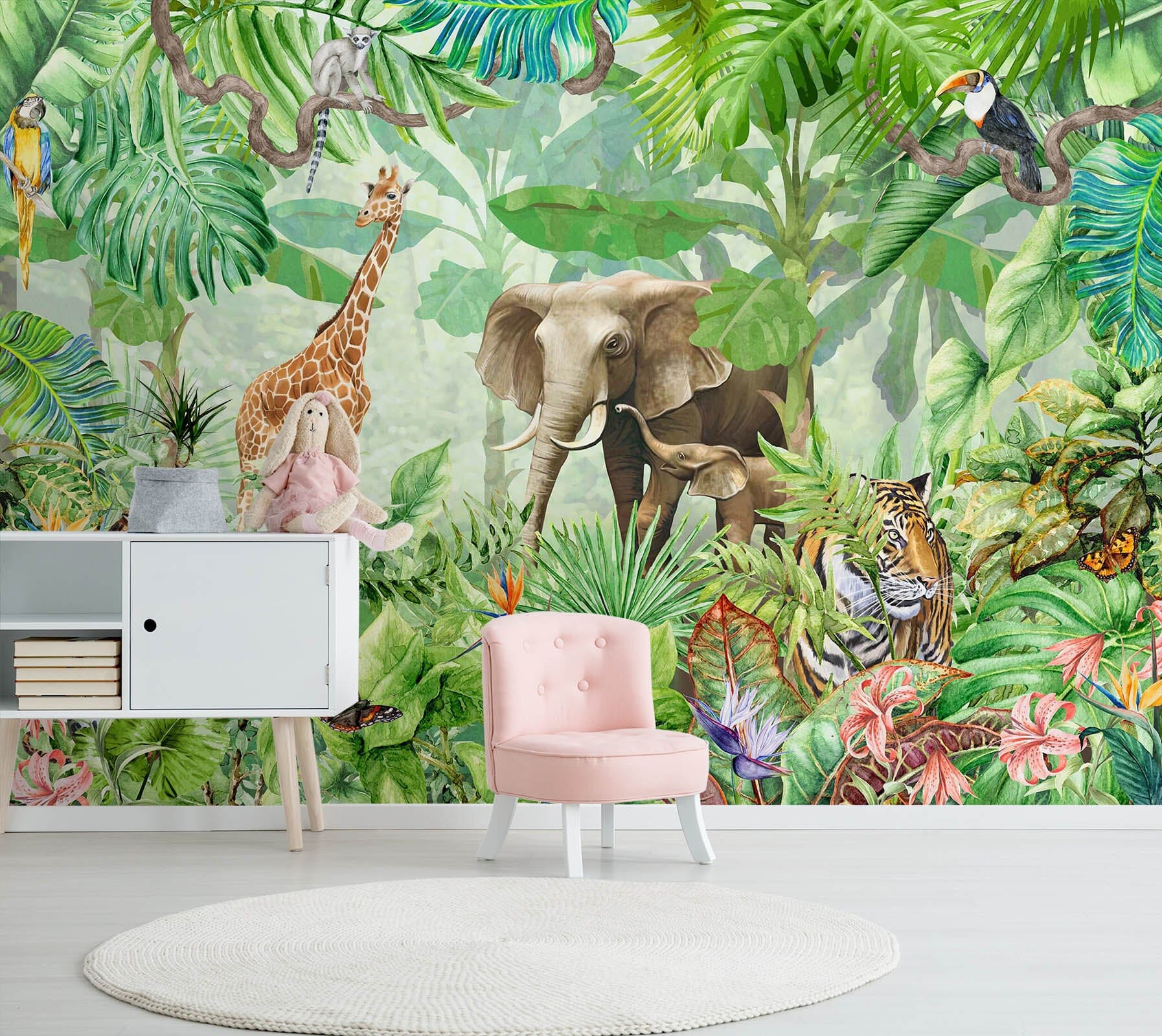 3D Hand Drawn Forest Animals 014 Wall Murals Wallpaper AJ Wallpaper 2