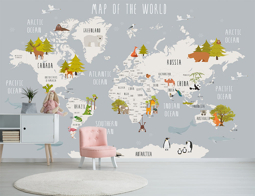 3D Map Fawn Tree WC523 Wall Murals