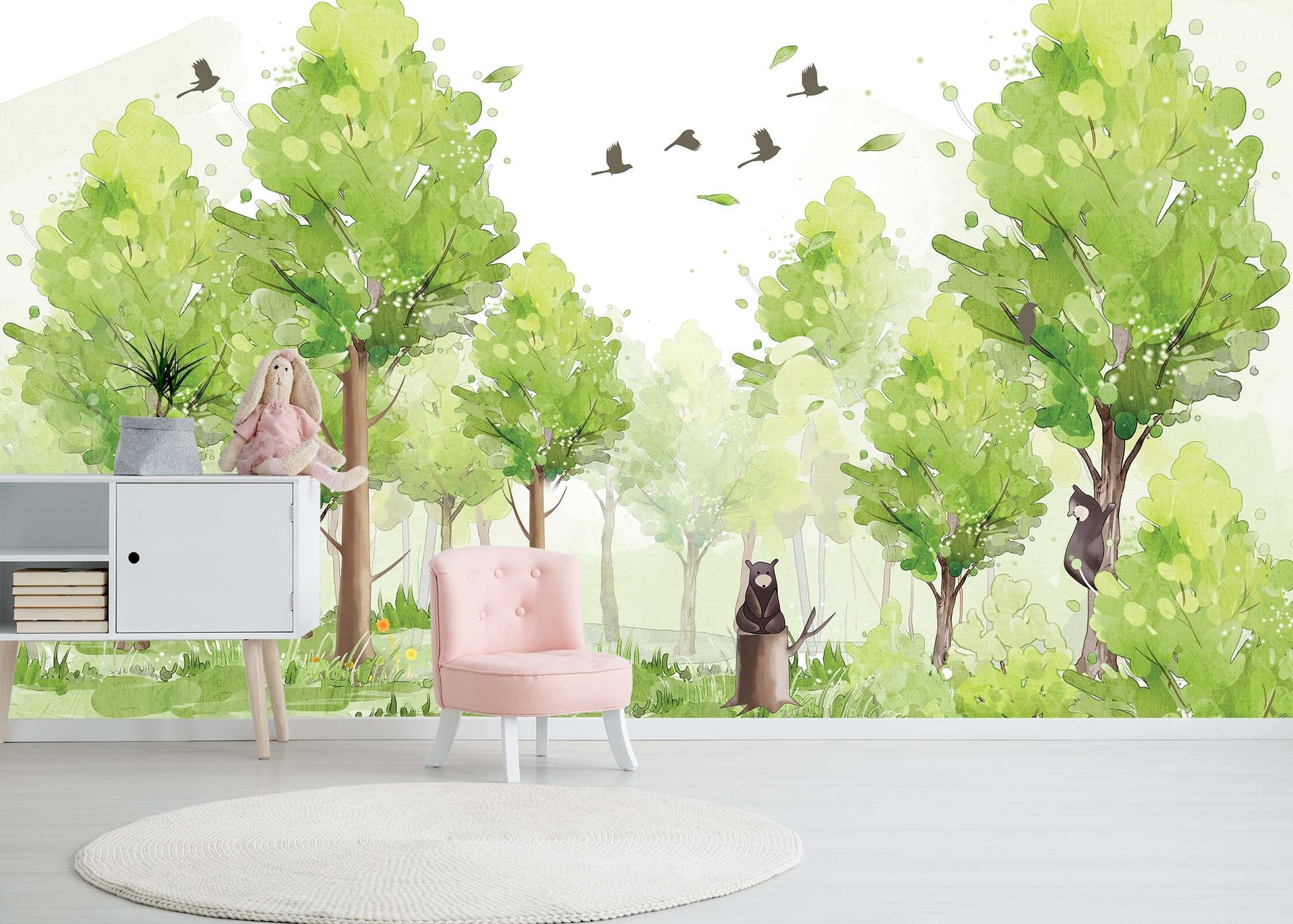 3D Forest Bird Bear 023 Wall Murals Wallpaper AJ Wallpaper 2