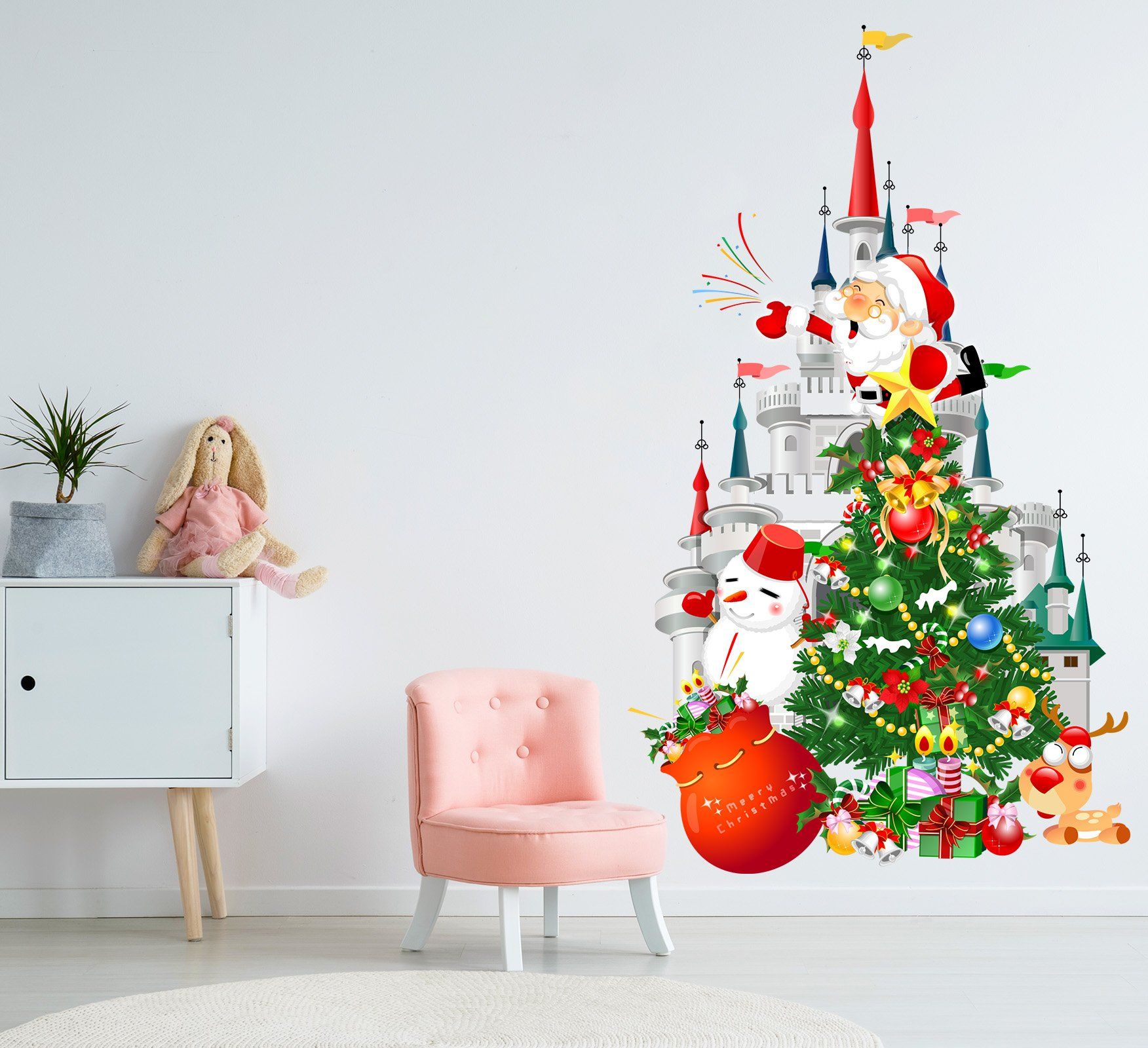 3D Castle Christmas Tree Gift 35 Wall Stickers Wallpaper AJ Wallpaper