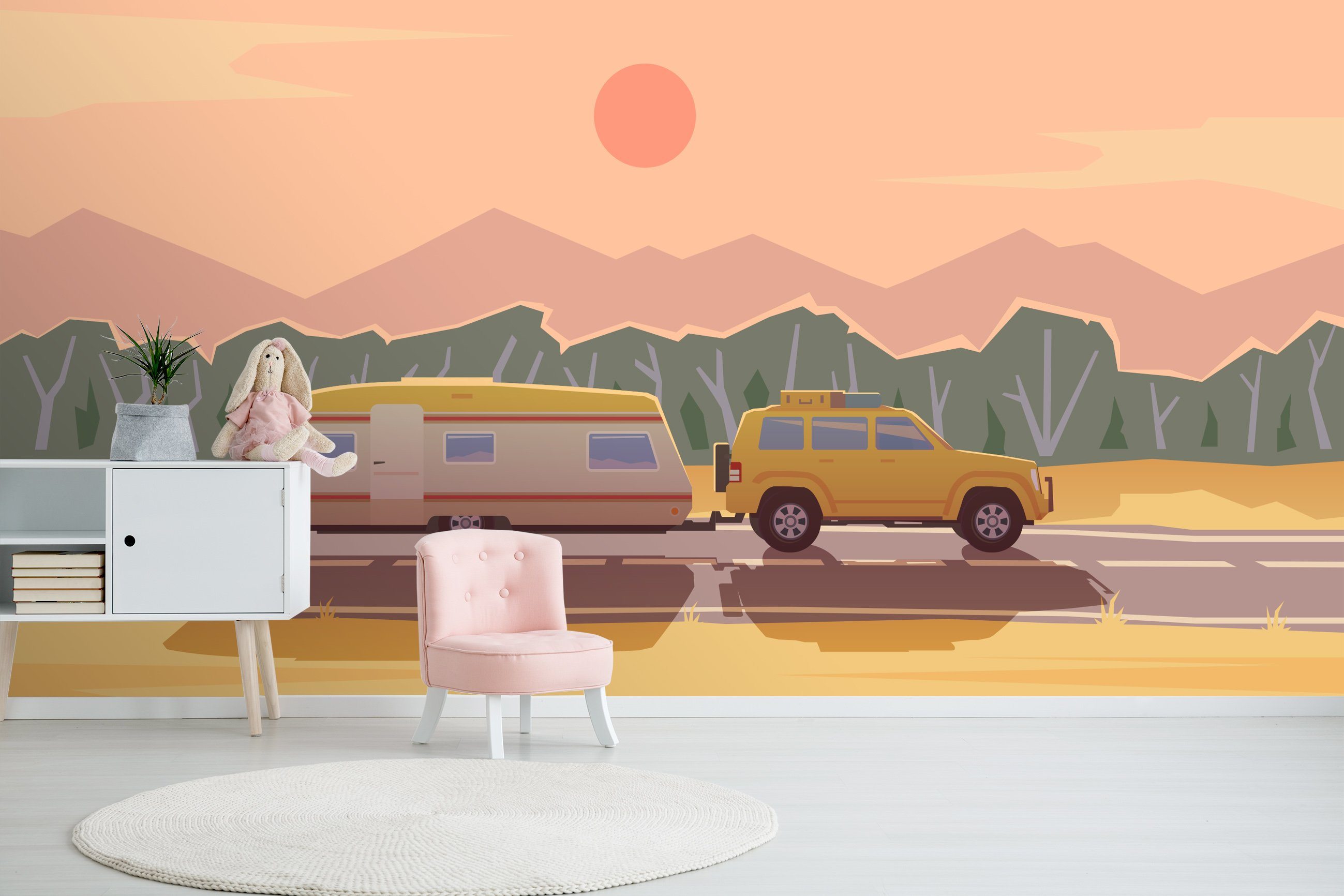 3D Cartoon Sun Car 718 Wallpaper AJ Wallpaper