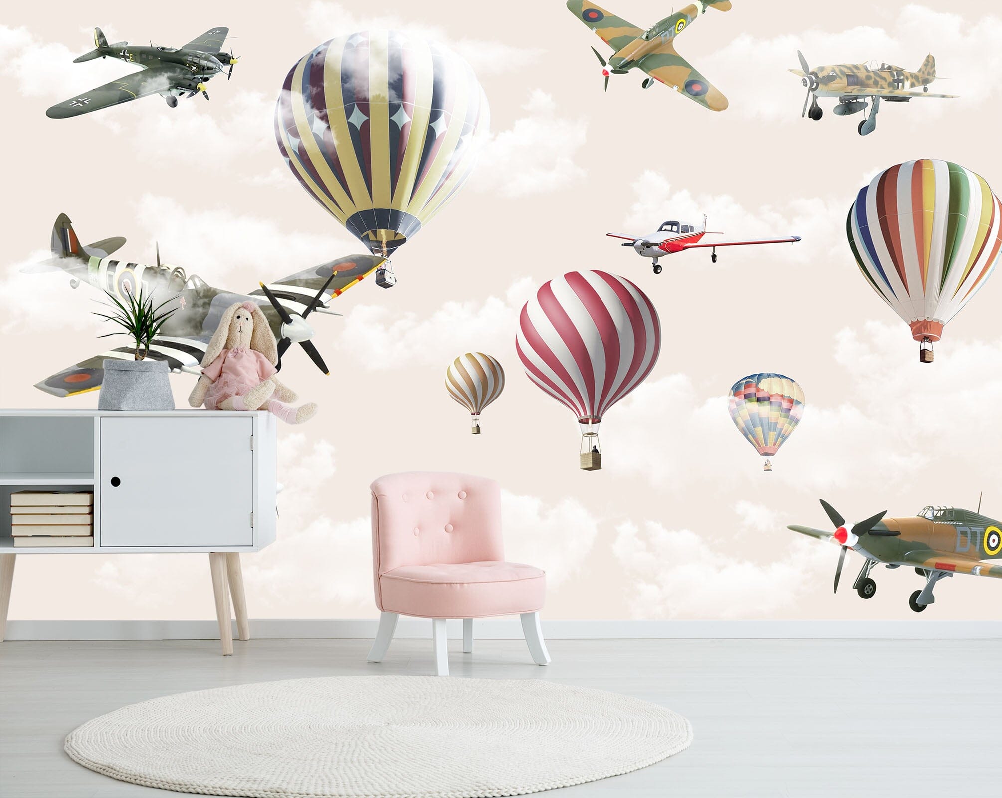 3D Helicopter Hot Air Balloon 024 Wall Murals Wallpaper AJ Wallpaper 2