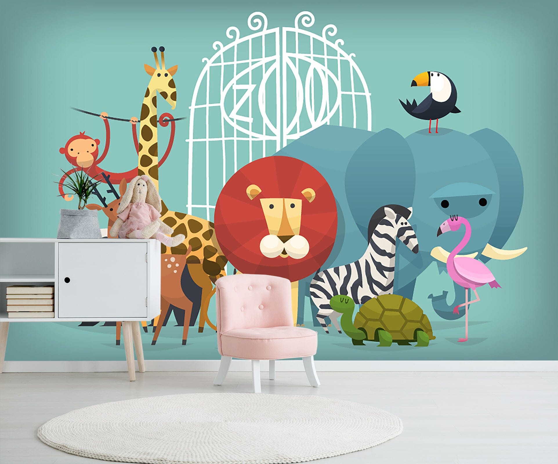 3D Giraffe Lion Monkey 038 Wall Murals Wallpaper AJ Wallpaper 2