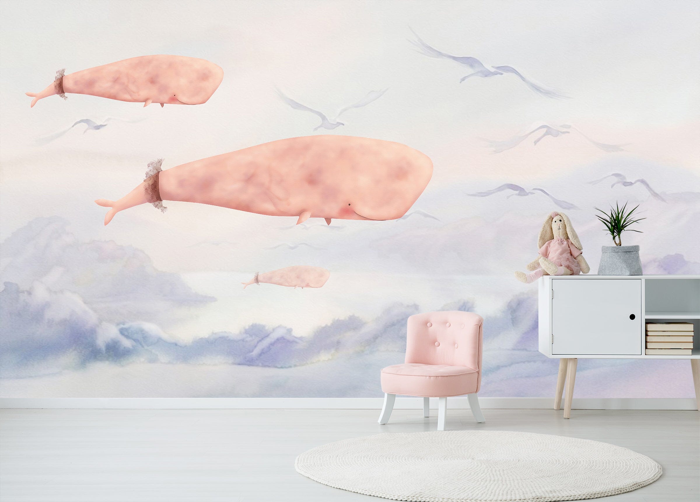 3D Pink Whale 1431 Wall Murals Wallpaper AJ Wallpaper 2