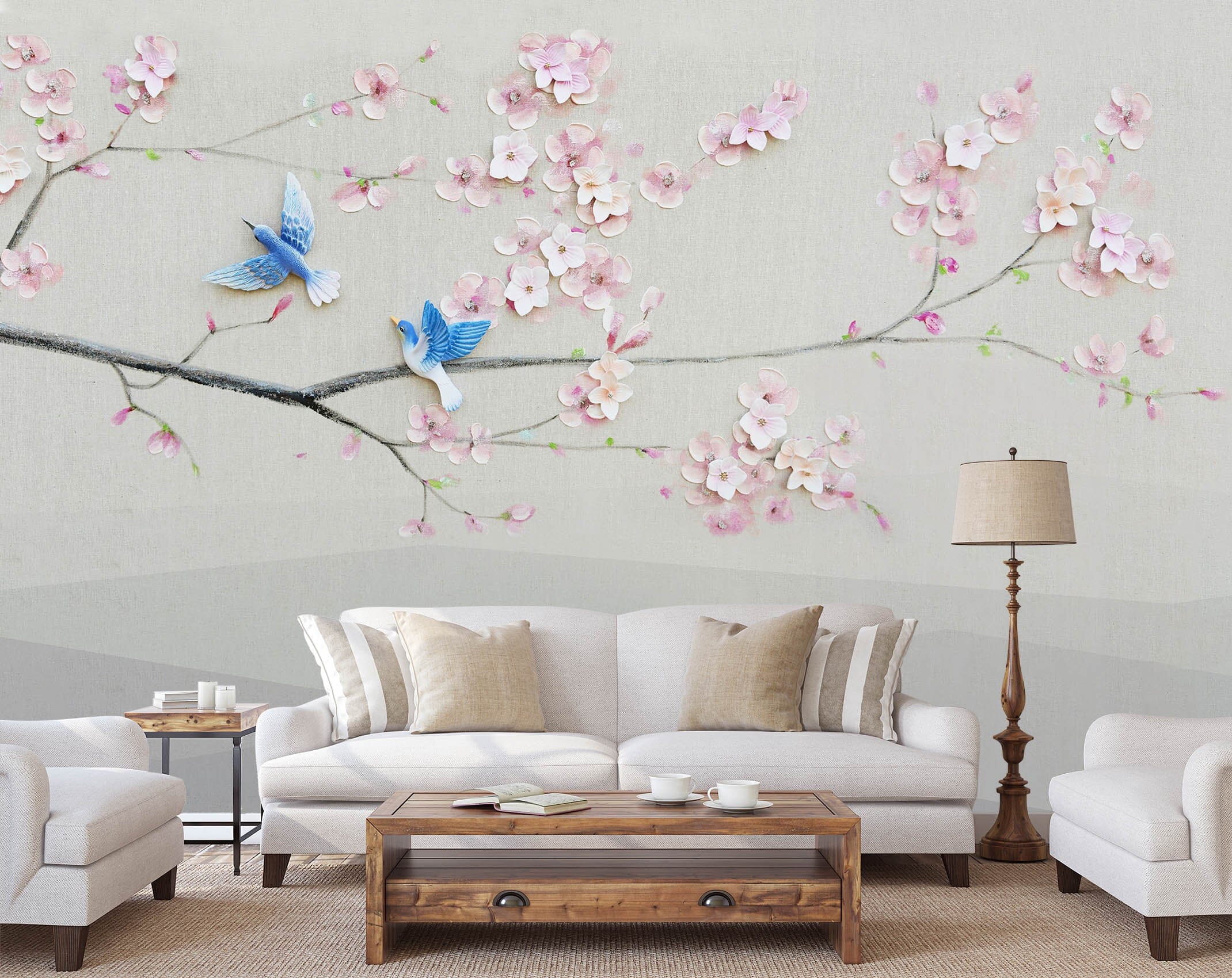 3D Peach Blossom 1460 Wall Murals Wallpaper AJ Wallpaper 2