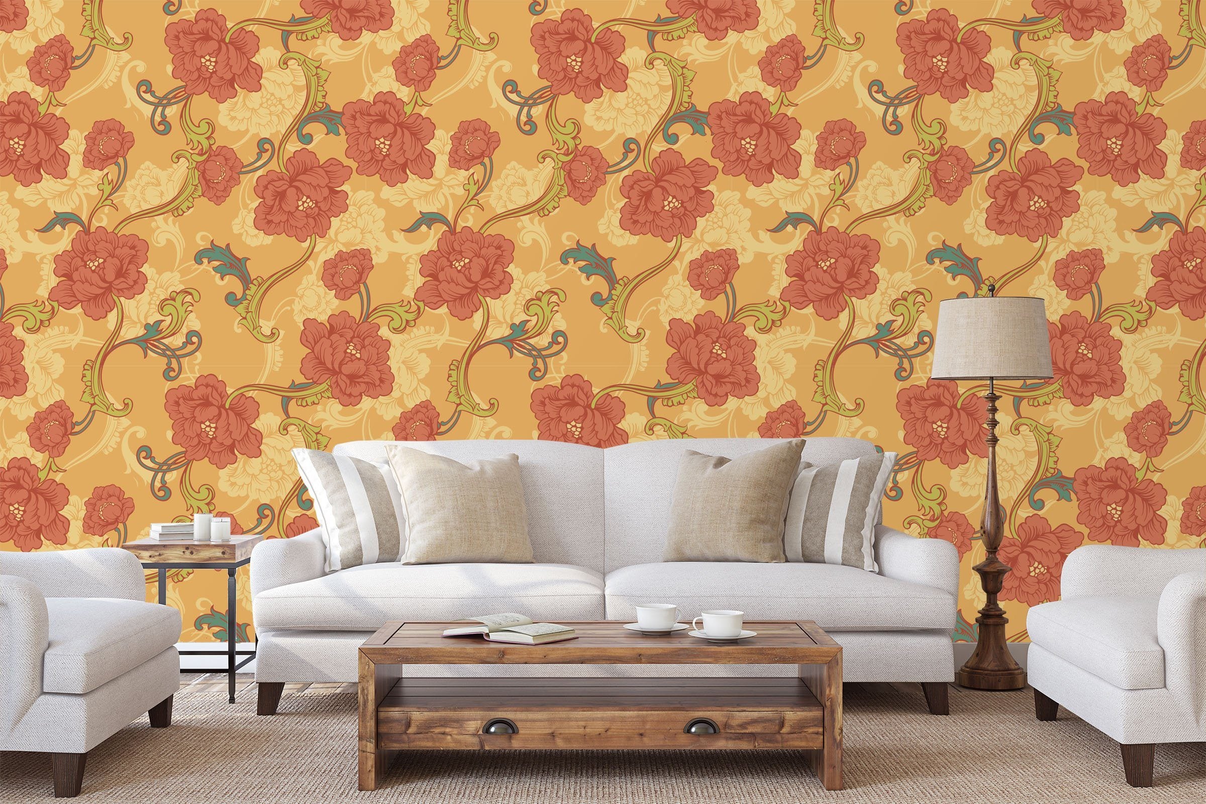 3D Gold Bottom Safflower 484 Wallpaper AJ Wallpaper