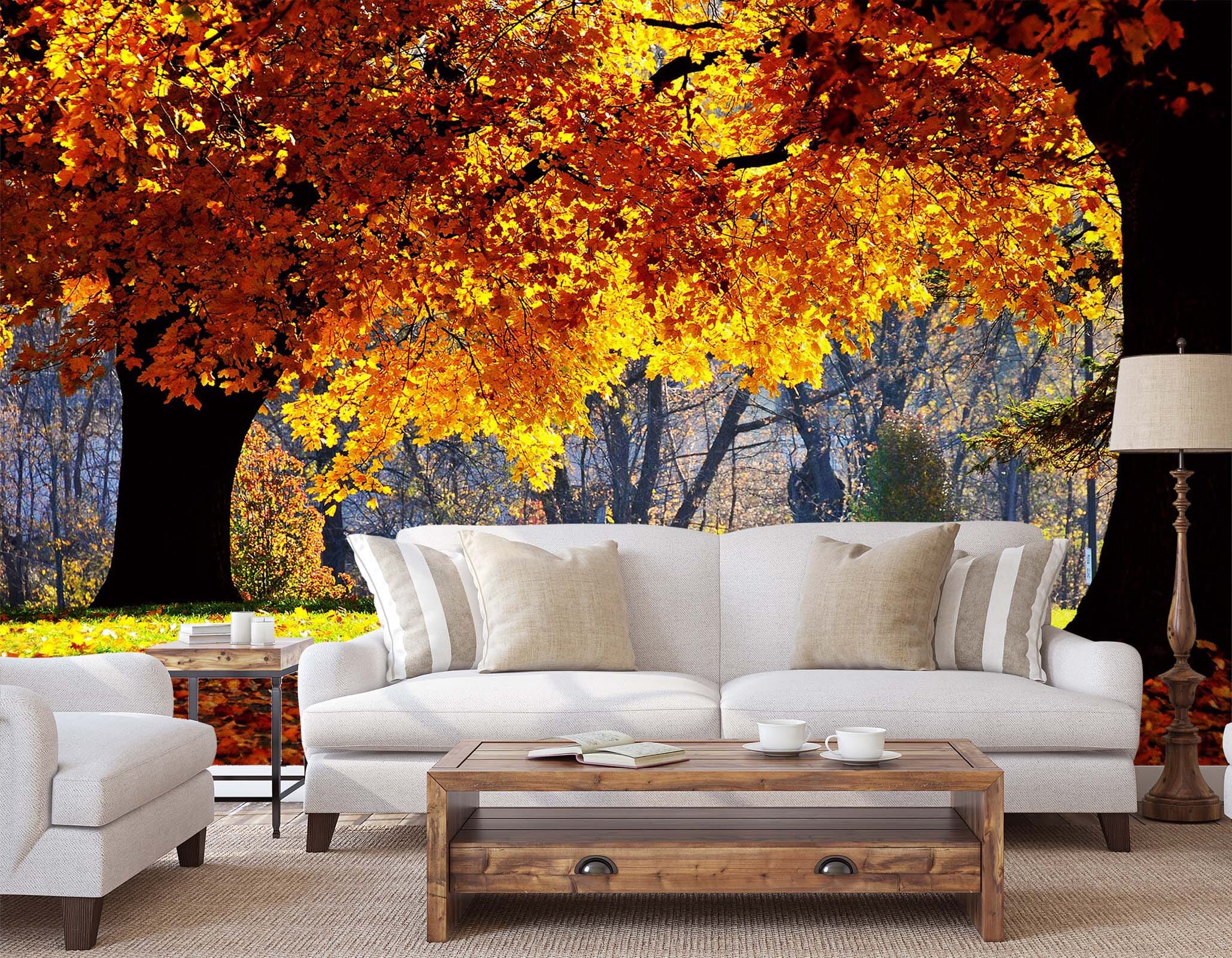 3D Woods Red Autumn 025 Wall Murals Wallpaper AJ Wallpaper 2
