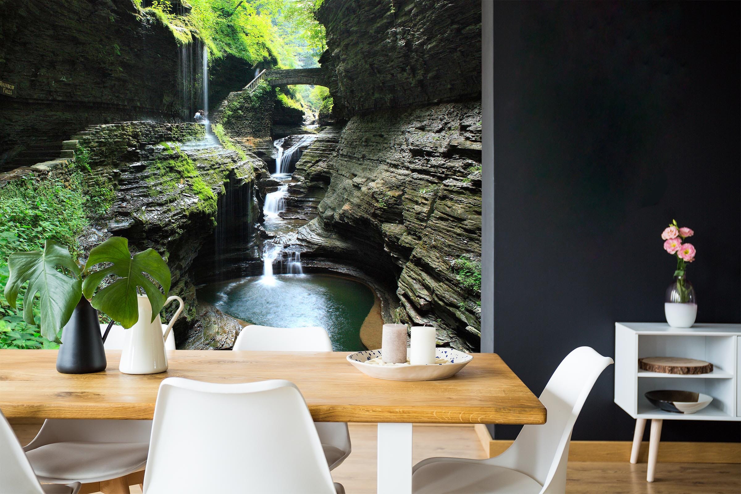 3D Waterfall Stone 020 Wall Murals Wallpaper AJ Wallpaper 2