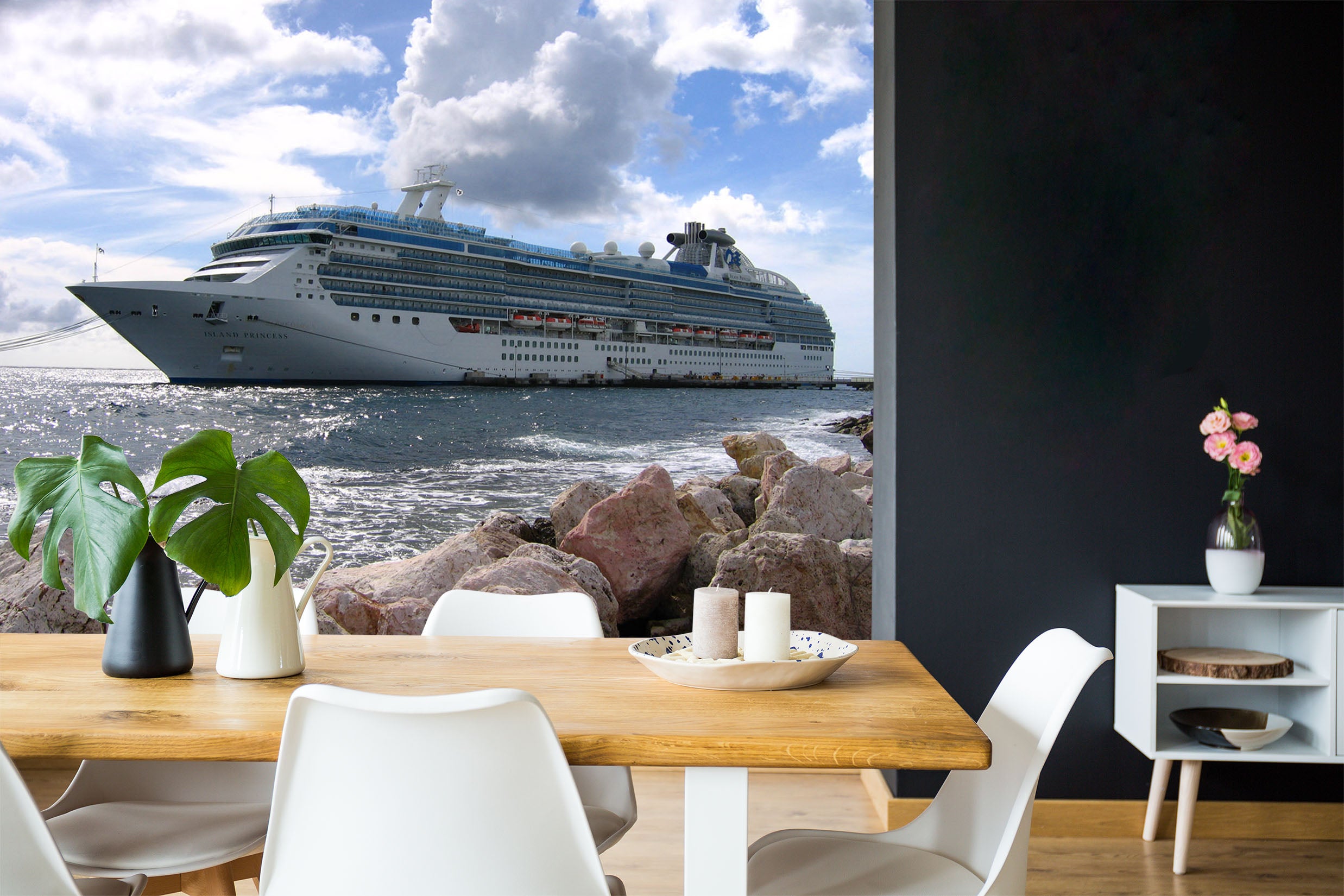 3D Cruise Ship Stone 143 Vehicle Wall Murals