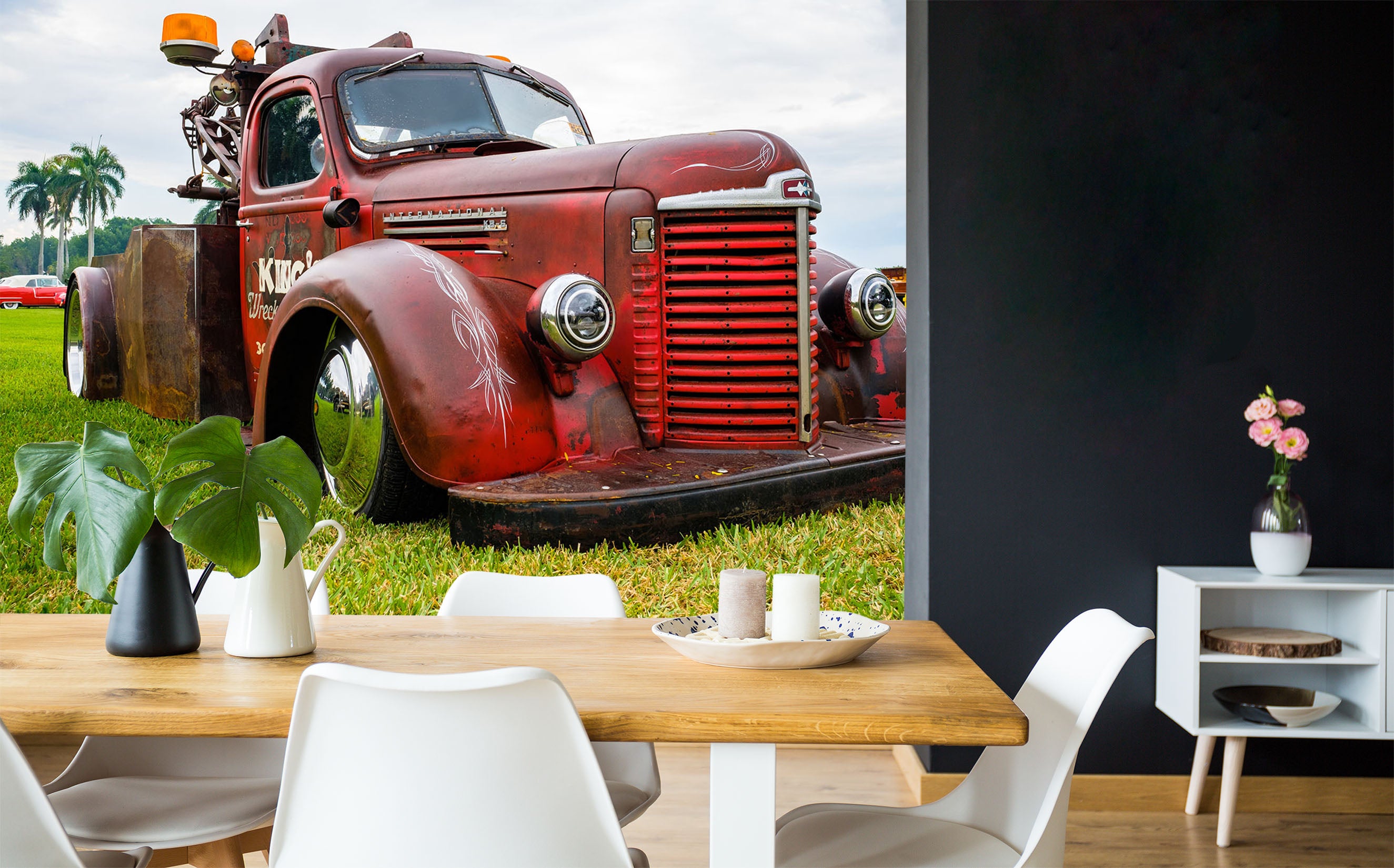 3D Red Classic Car 350 Vehicle Wall Murals