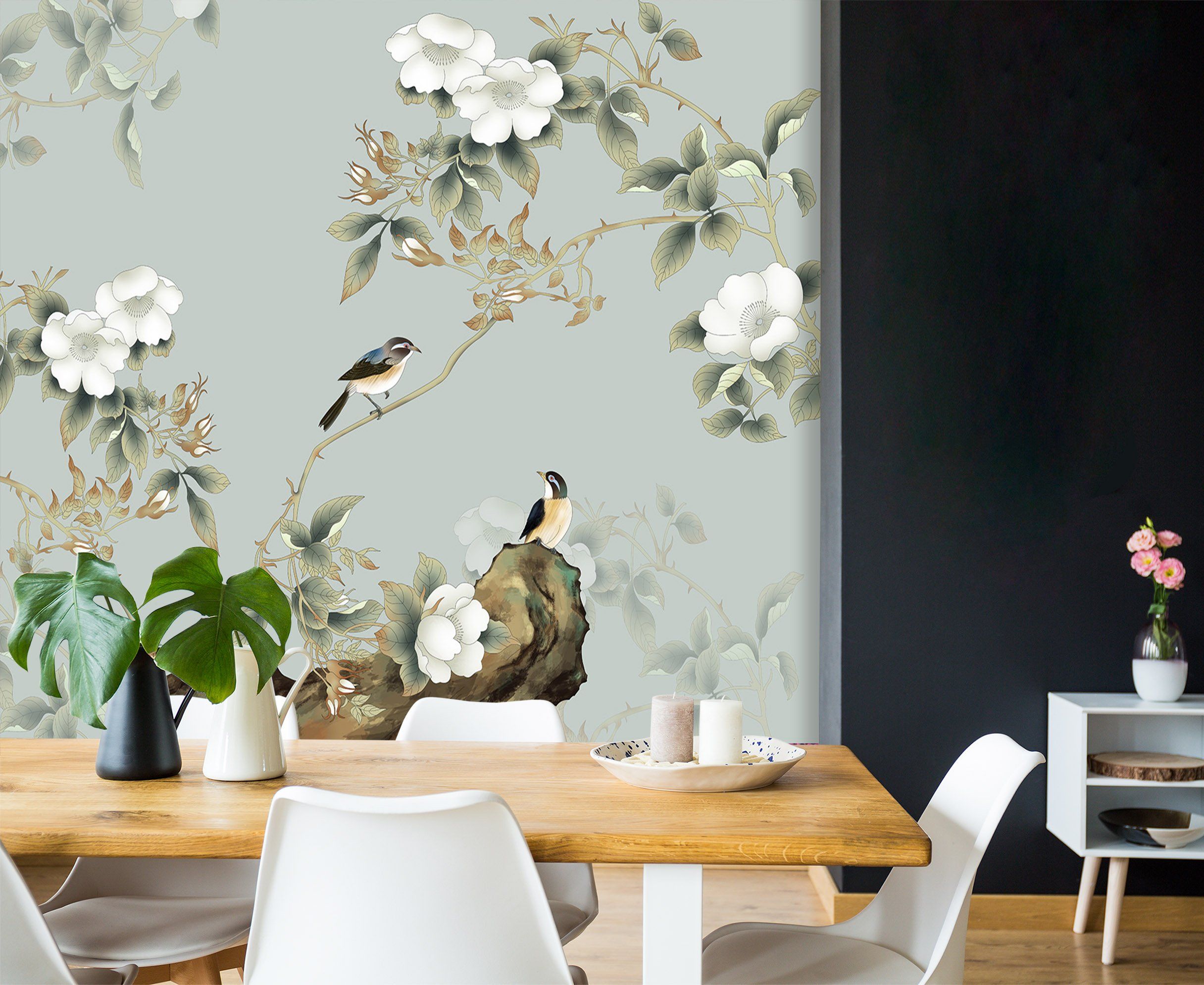 3D White Flower Bird 516 Wallpaper AJ Wallpaper 2