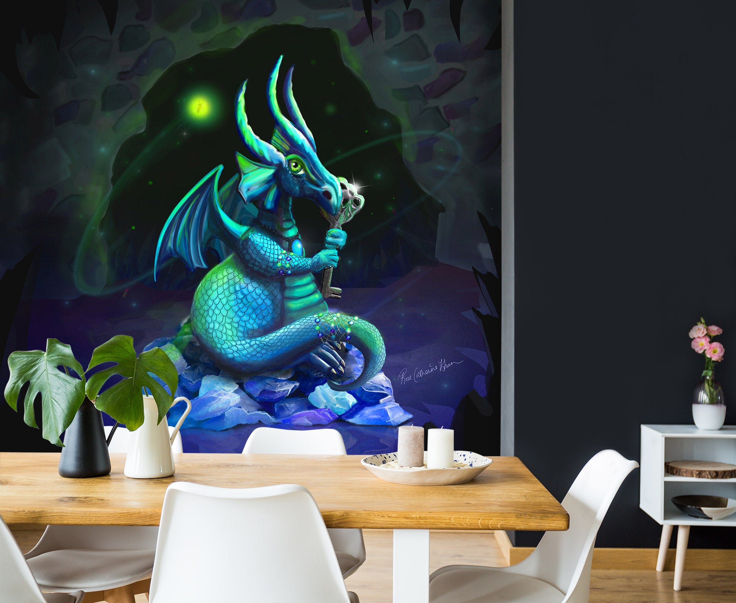 3D Cave Dragon 1402 Rose Catherine Khan Wall Mural Wall Murals Wallpaper AJ Wallpaper 2