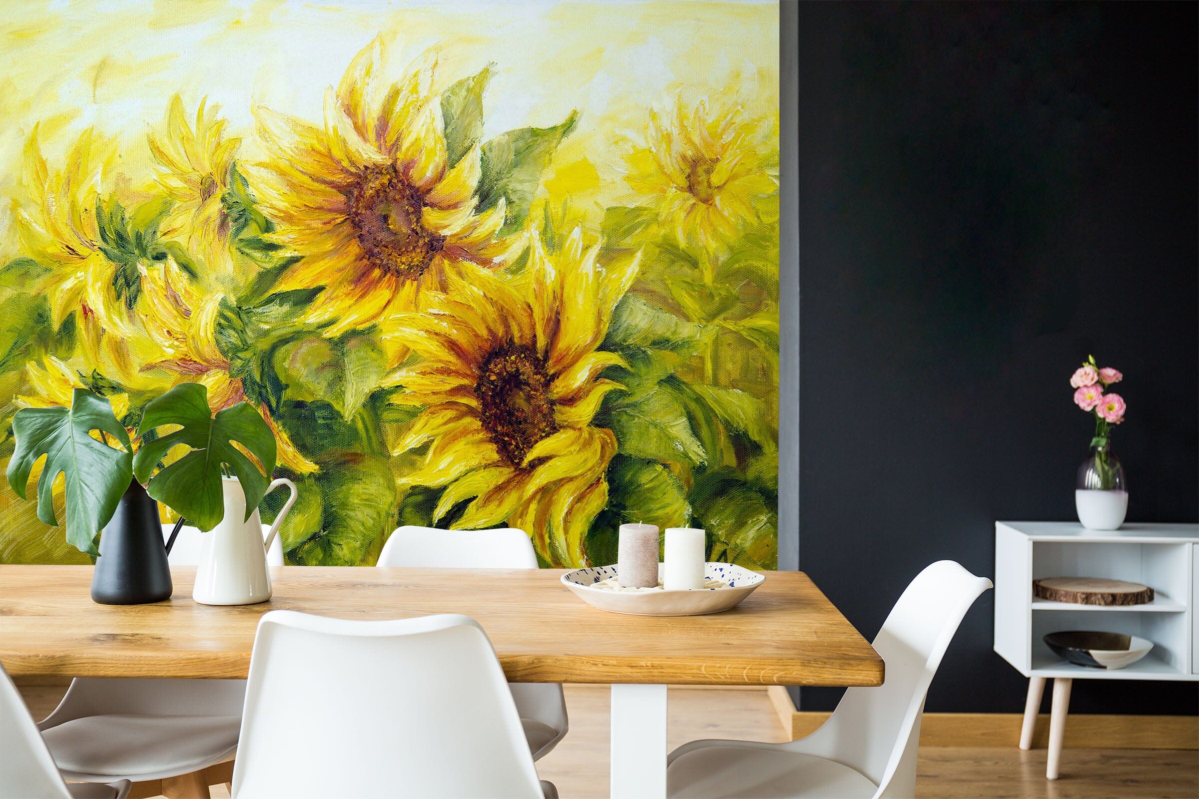 3D Oil Painting Sunflower 144 Wall Murals Wallpaper AJ Wallpaper 2