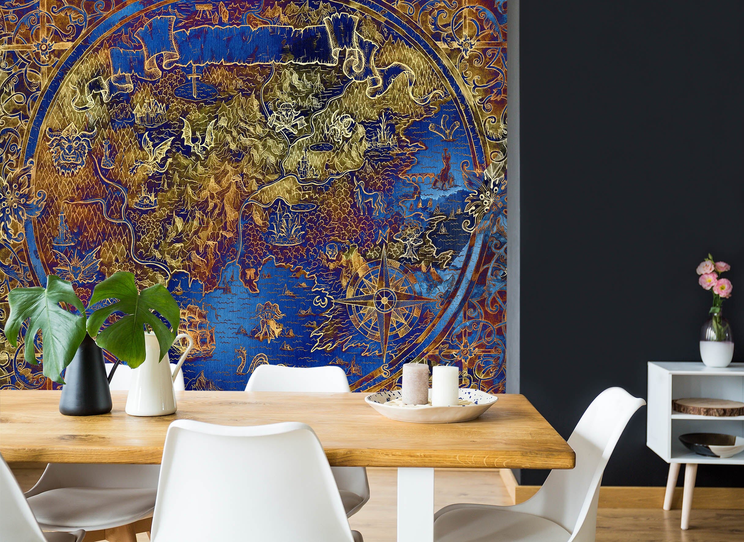 3D Gold Pattern 2151 World Map Wall Murals Wallpaper AJ Wallpaper 2