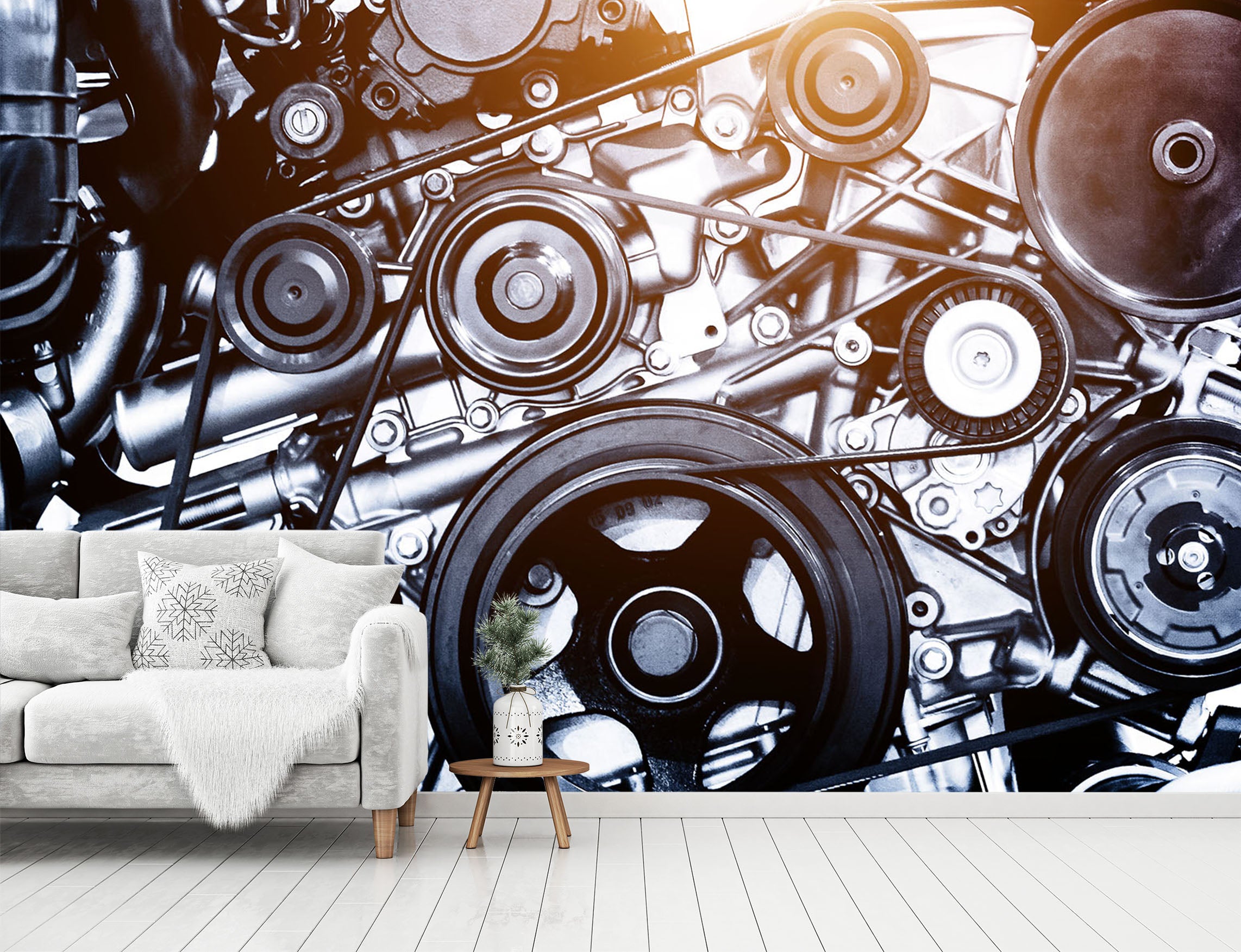 3D Black Engine 345 Vehicle Wall Murals