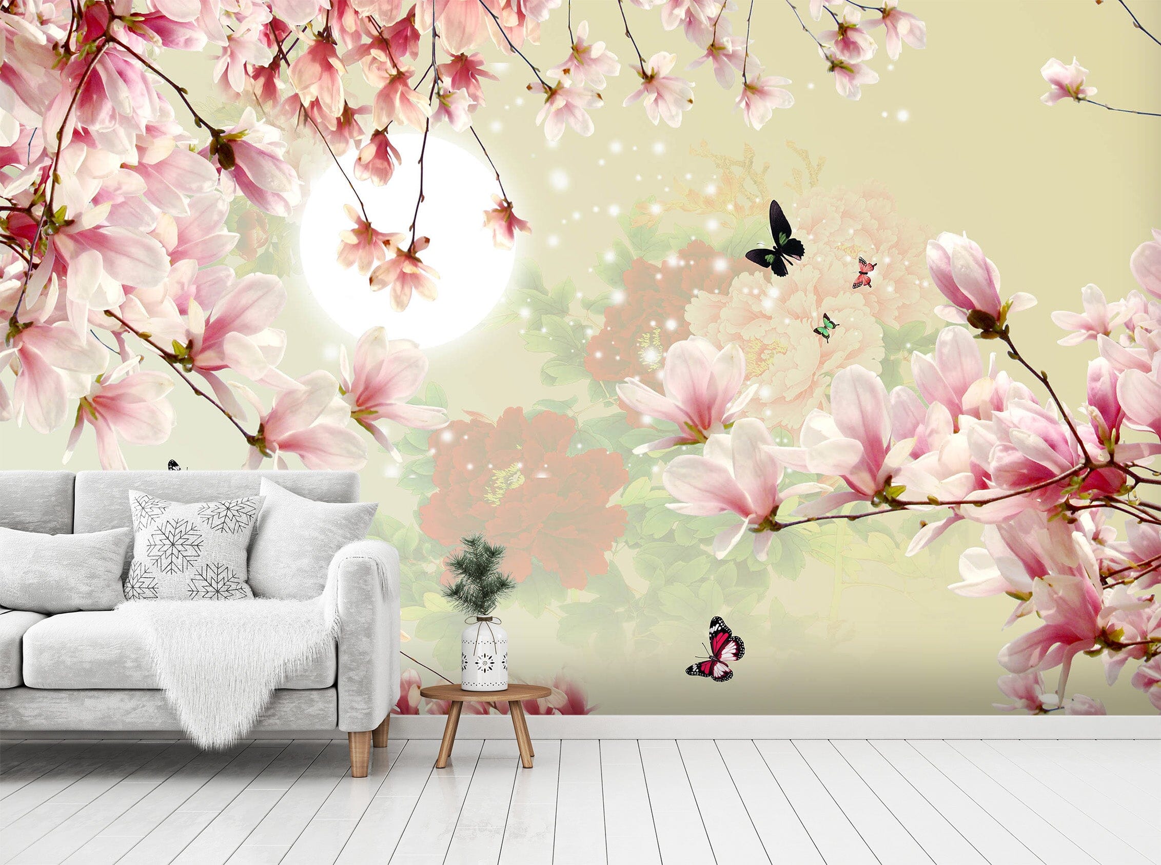 3D Magnolia Moon 1521 Wall Murals Wallpaper AJ Wallpaper 2