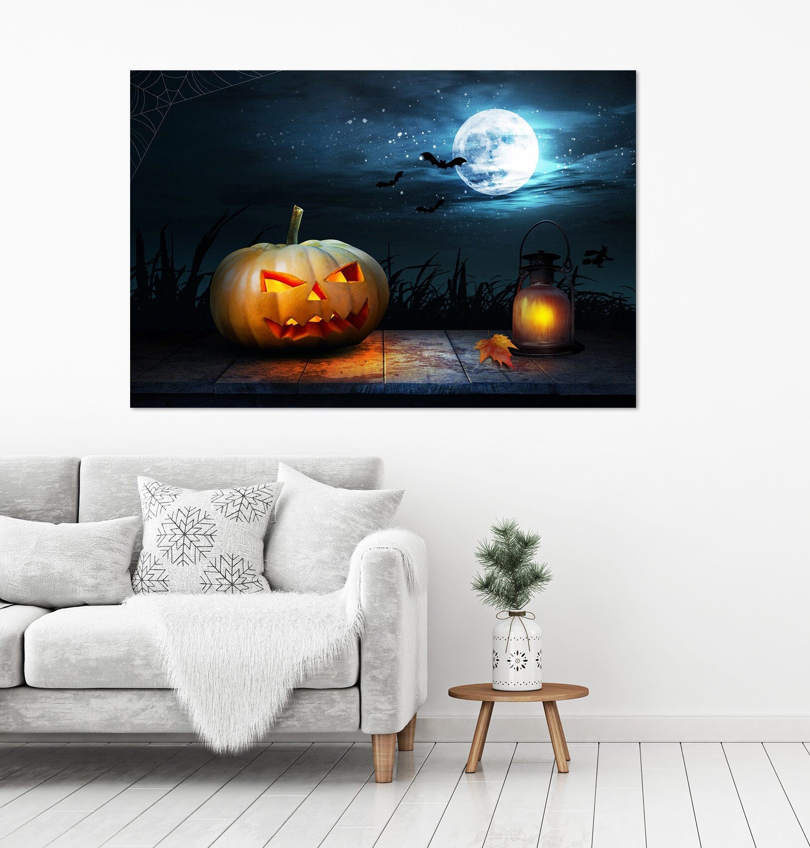 3D Oil Lamp Pumpkin Moon 020 Halloween Wall Stickers Wallpaper AJ Wallpaper 2