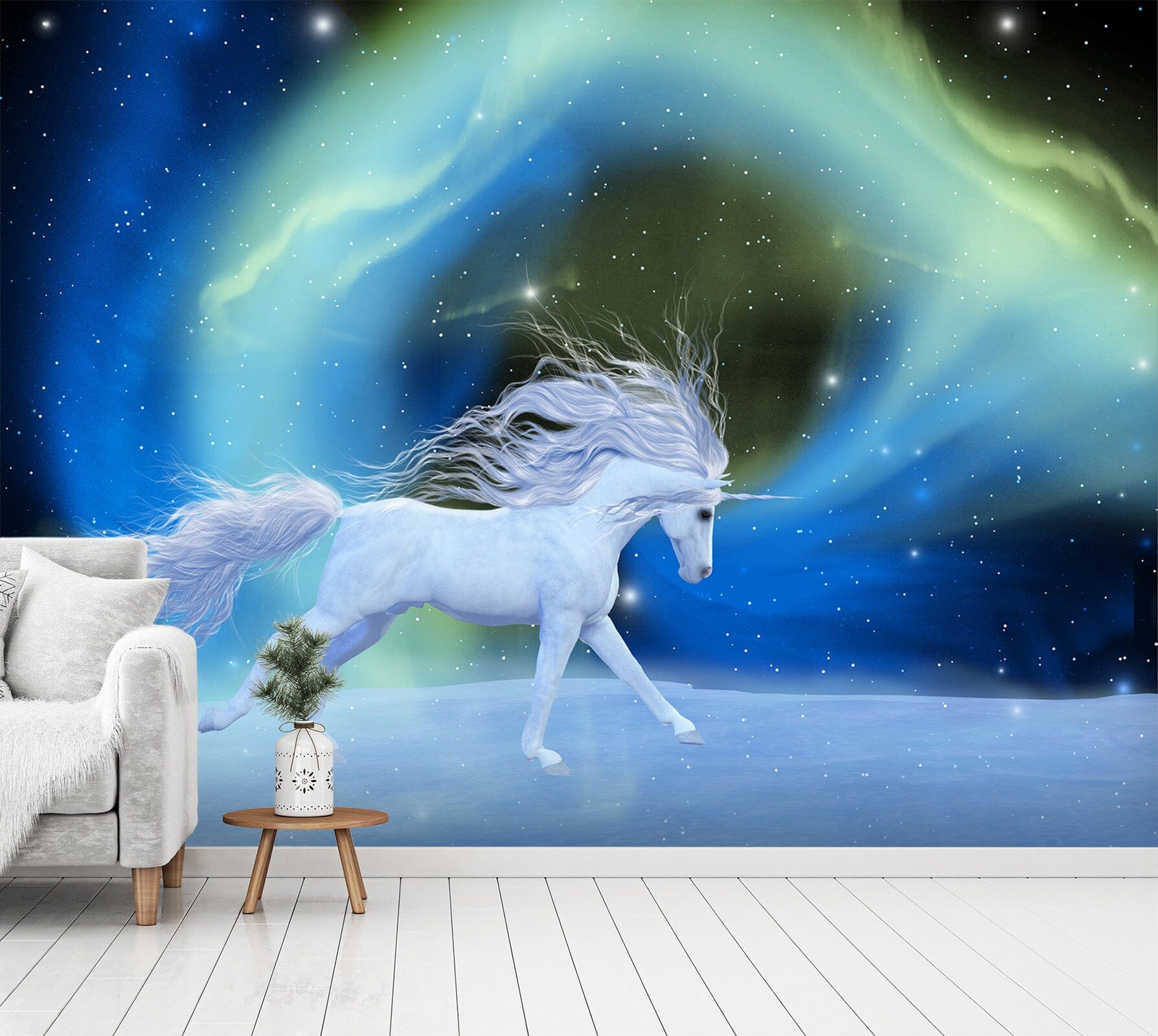 3D Green Light Unicorn 1609 Wall Murals Wallpaper AJ Wallpaper 2