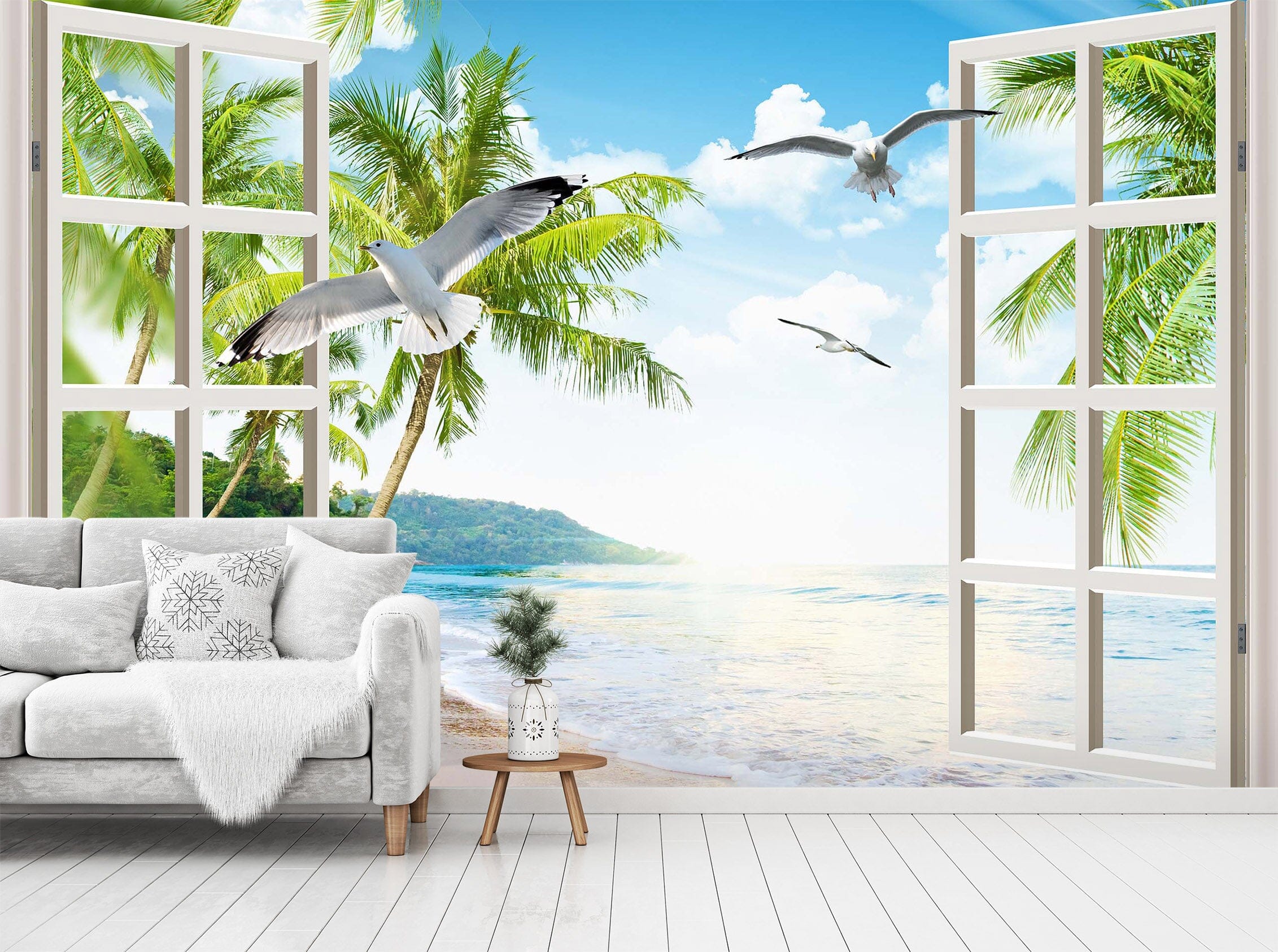 3D Coconut Palm Tree 1450 Wall Murals Wallpaper AJ Wallpaper 2