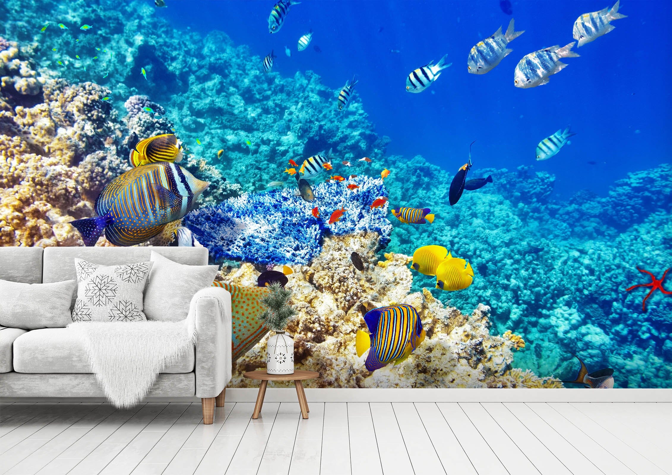 3D Blue Fish 362 Wall Murals Wallpaper AJ Wallpaper 2