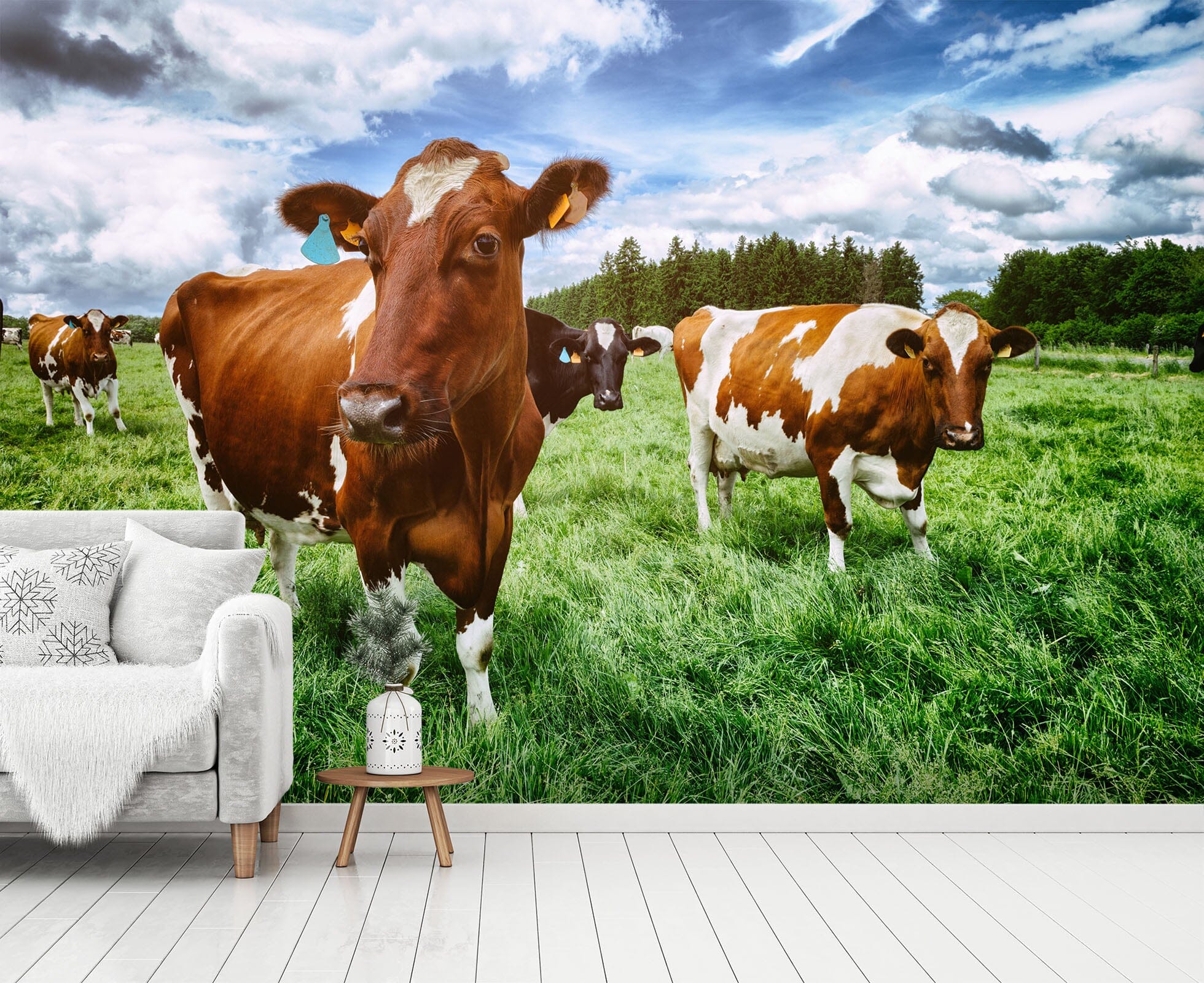 3D Pasture Cow 413 Wall Murals Wallpaper AJ Wallpaper 2