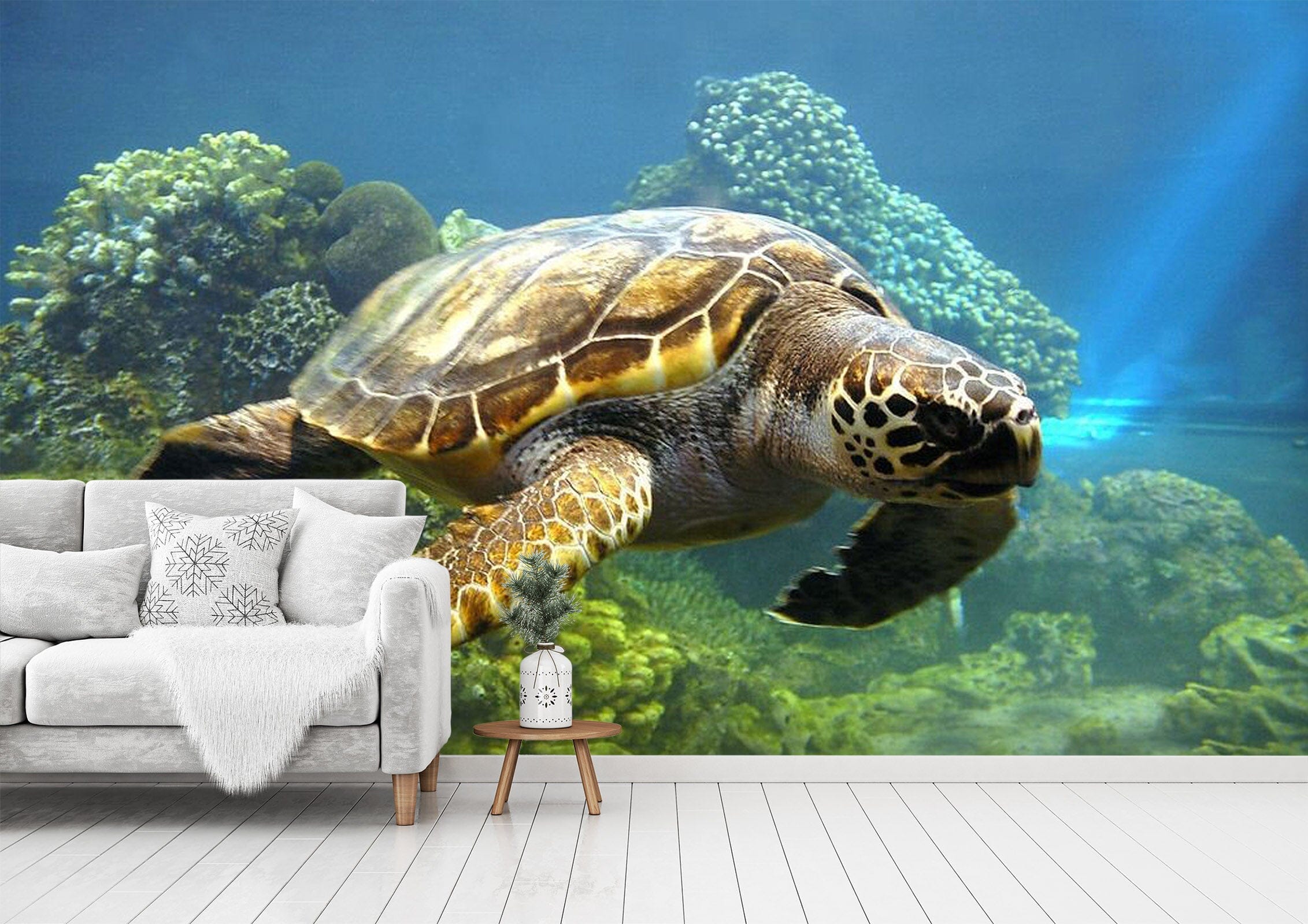 3D Coral Turtle 433 Wall Murals Wallpaper AJ Wallpaper 2