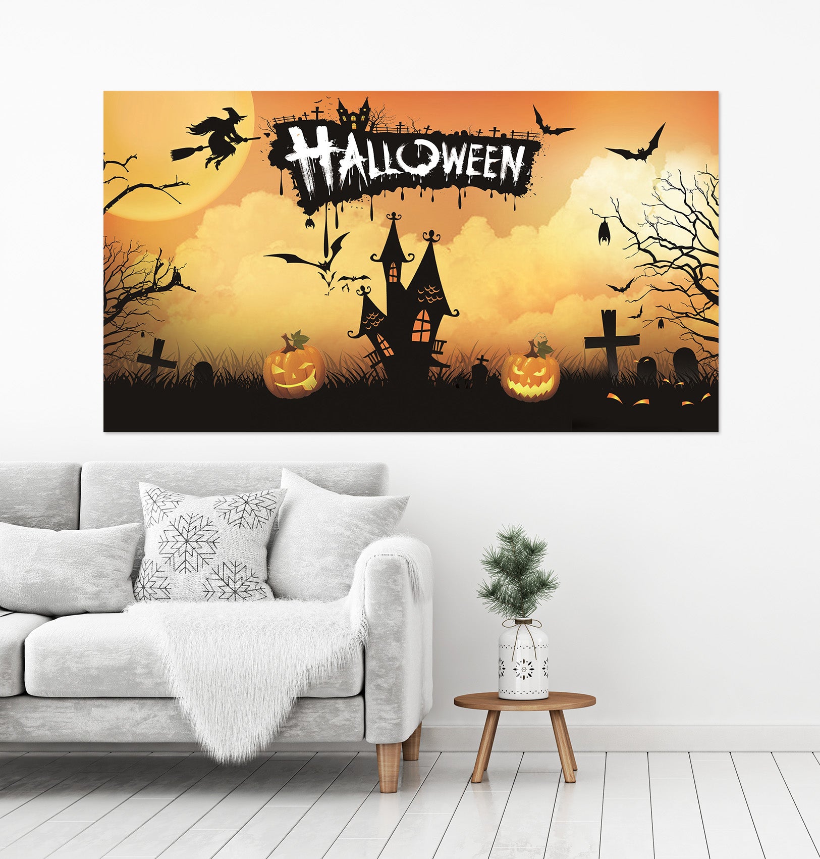 3D Moon Villa Cemetery 006 Halloween Wall Stickers Wallpaper AJ Wallpaper 2