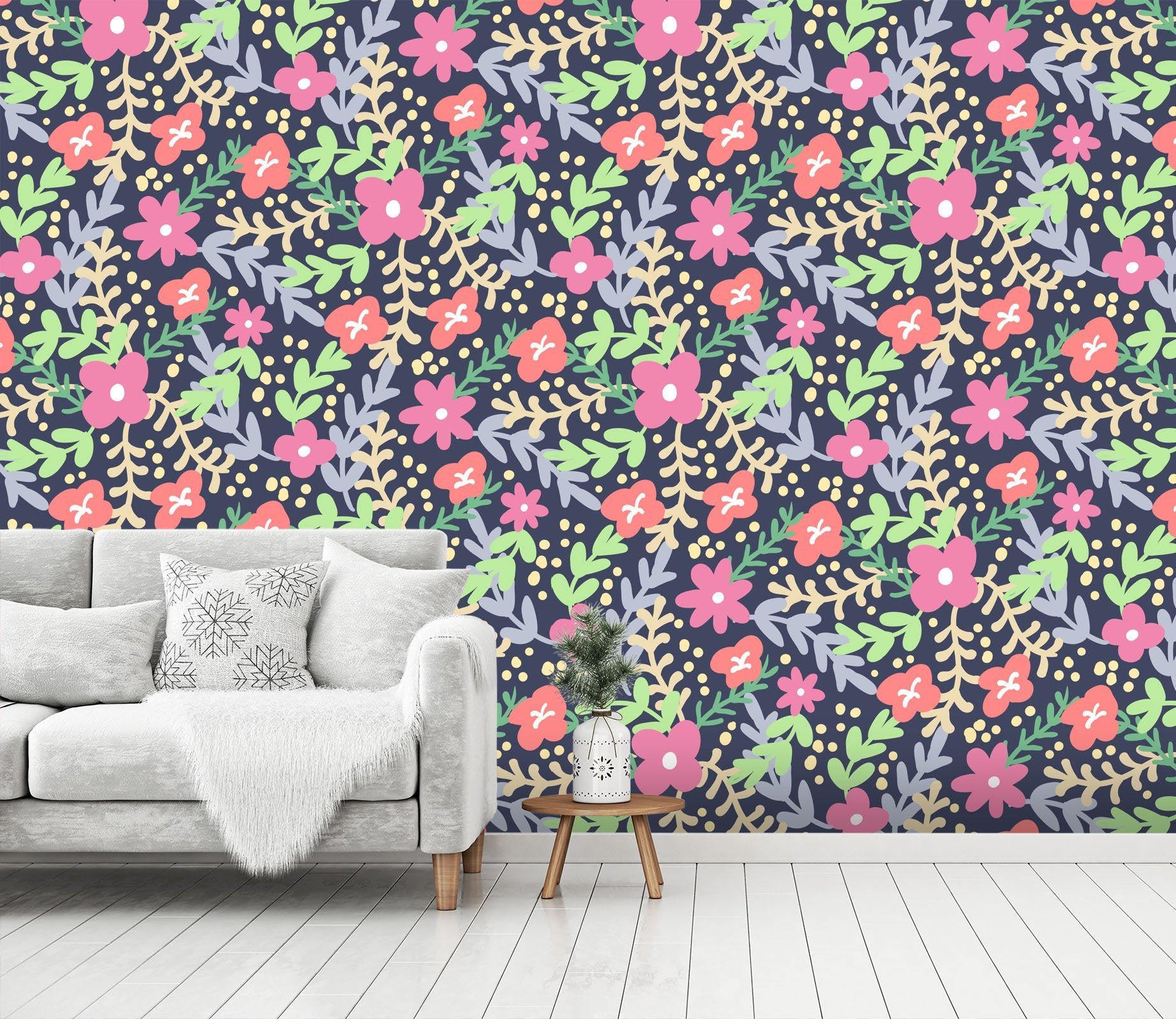 3D Colorful Doodle Flowers 225 Wallpaper AJ Wallpaper