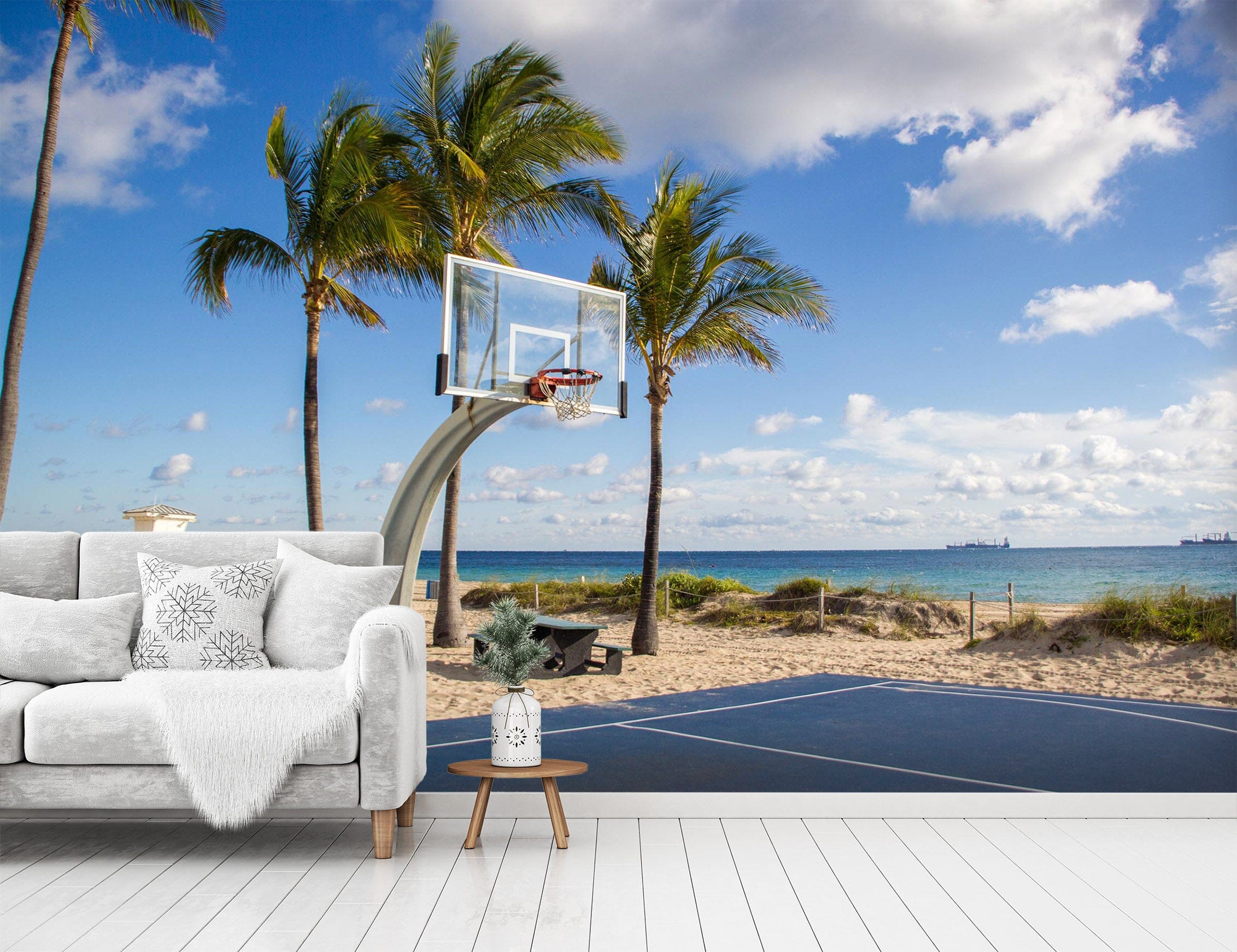 3D Coconut Tree Beach 1494 Wall Murals Wallpaper AJ Wallpaper 2
