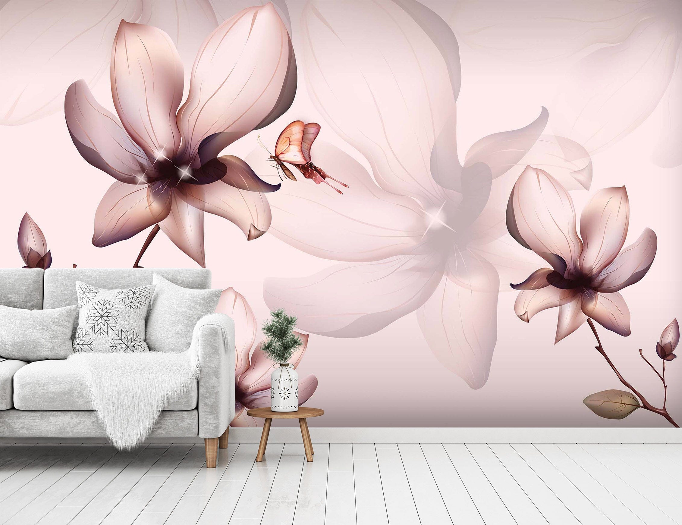 3D Pink Flowers 1490 Wall Murals Wallpaper AJ Wallpaper 2