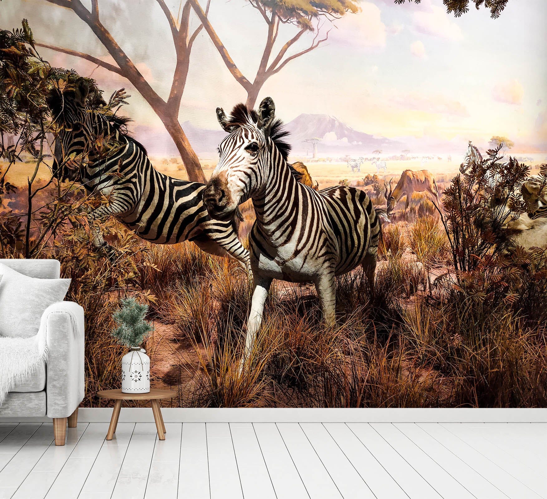 3D Zebra Grass 421 Wall Murals Wallpaper AJ Wallpaper 2