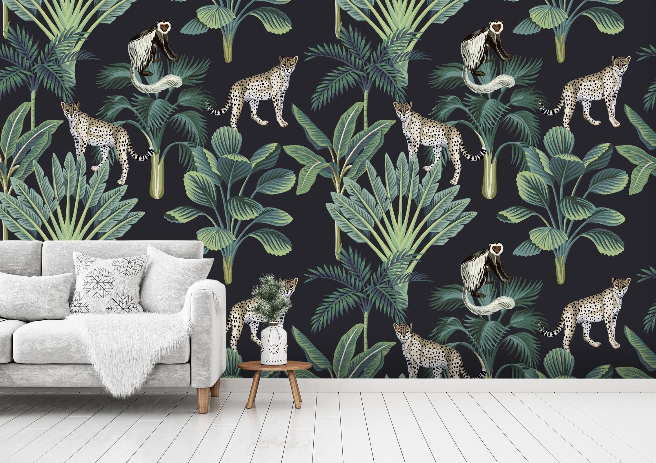 3D Leopard Dish Plant Wall 231 Wallpaper AJ Wallpaper 2