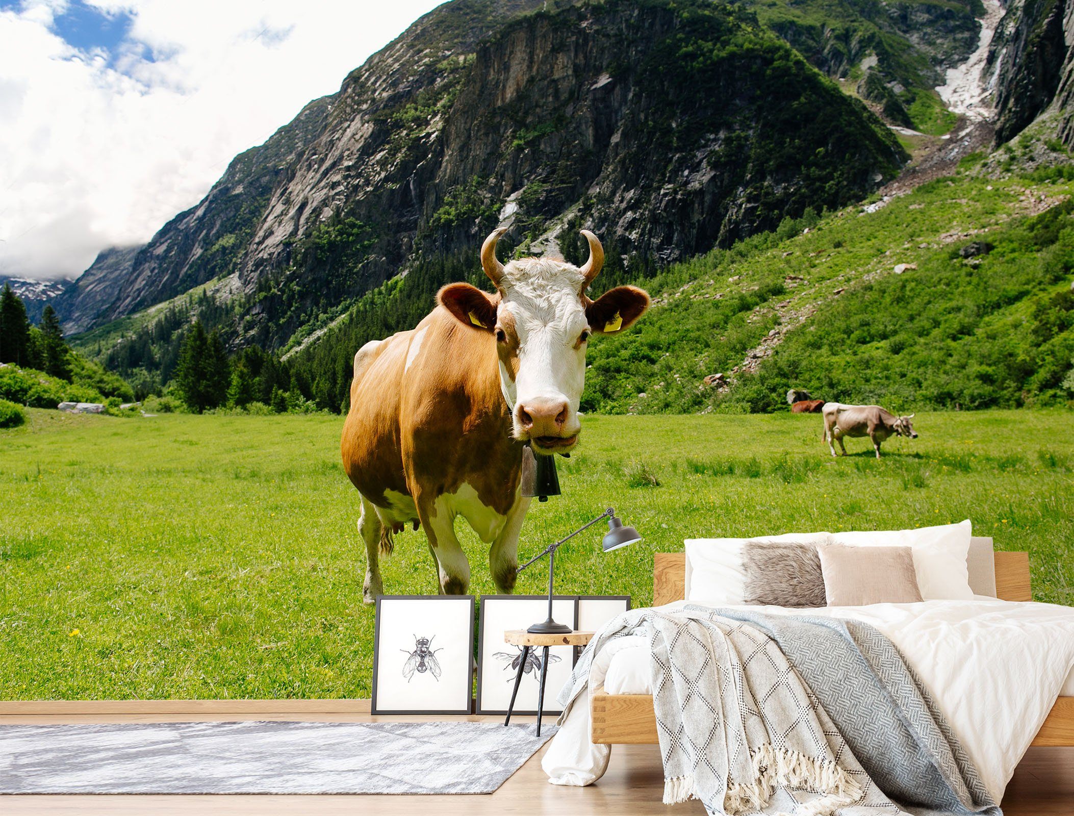 3D Cow Grassland 569 Wallpaper AJ Wallpaper