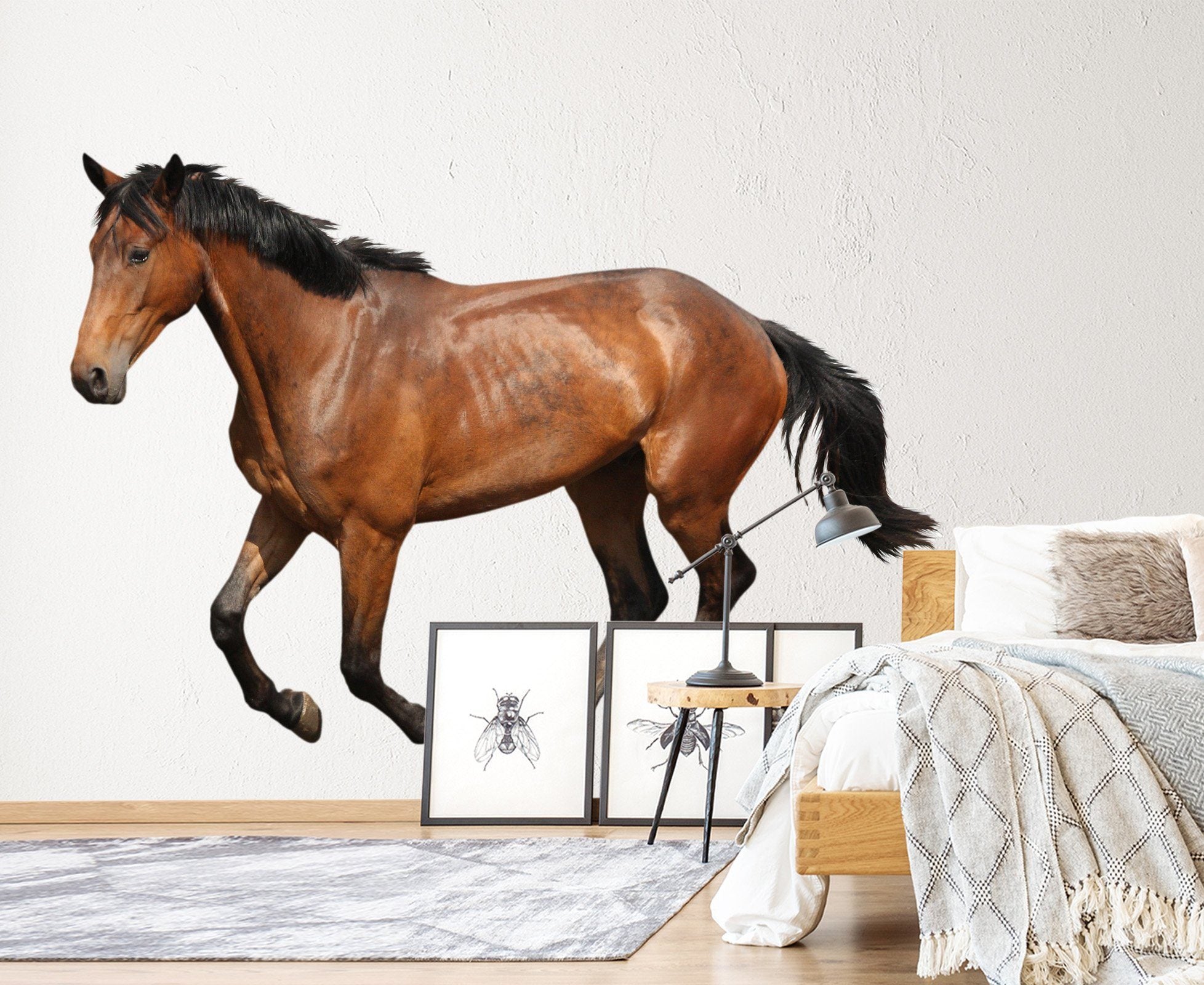 3D Brown Horse Is Running 133 Animals Wall Stickers Wallpaper AJ Wallpaper