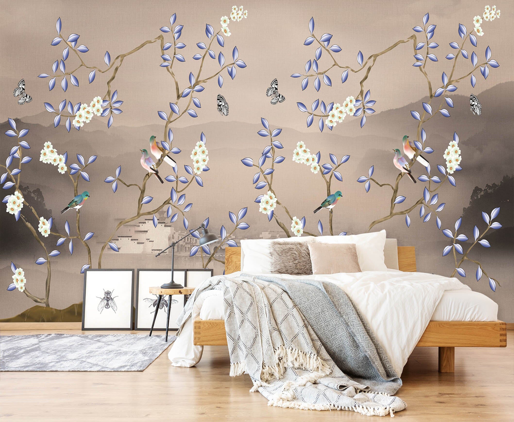 3D Flower Bird 1454 Wall Murals Wallpaper AJ Wallpaper 2