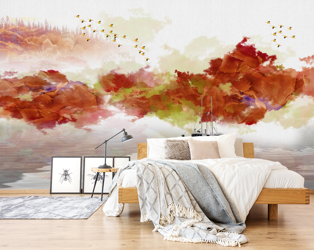 3D Red Cloud WC562 Wall Murals