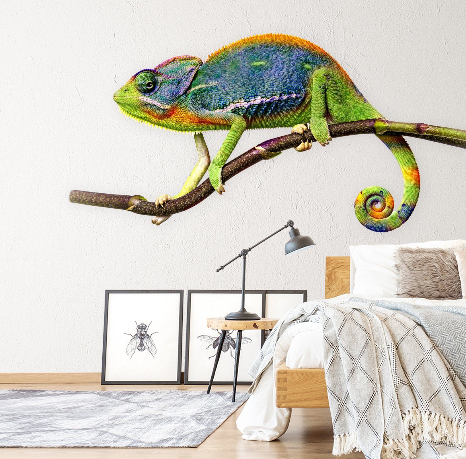 3D Chameleon With Eyes Closed 101 Animals Wall Stickers Wallpaper AJ Wallpaper