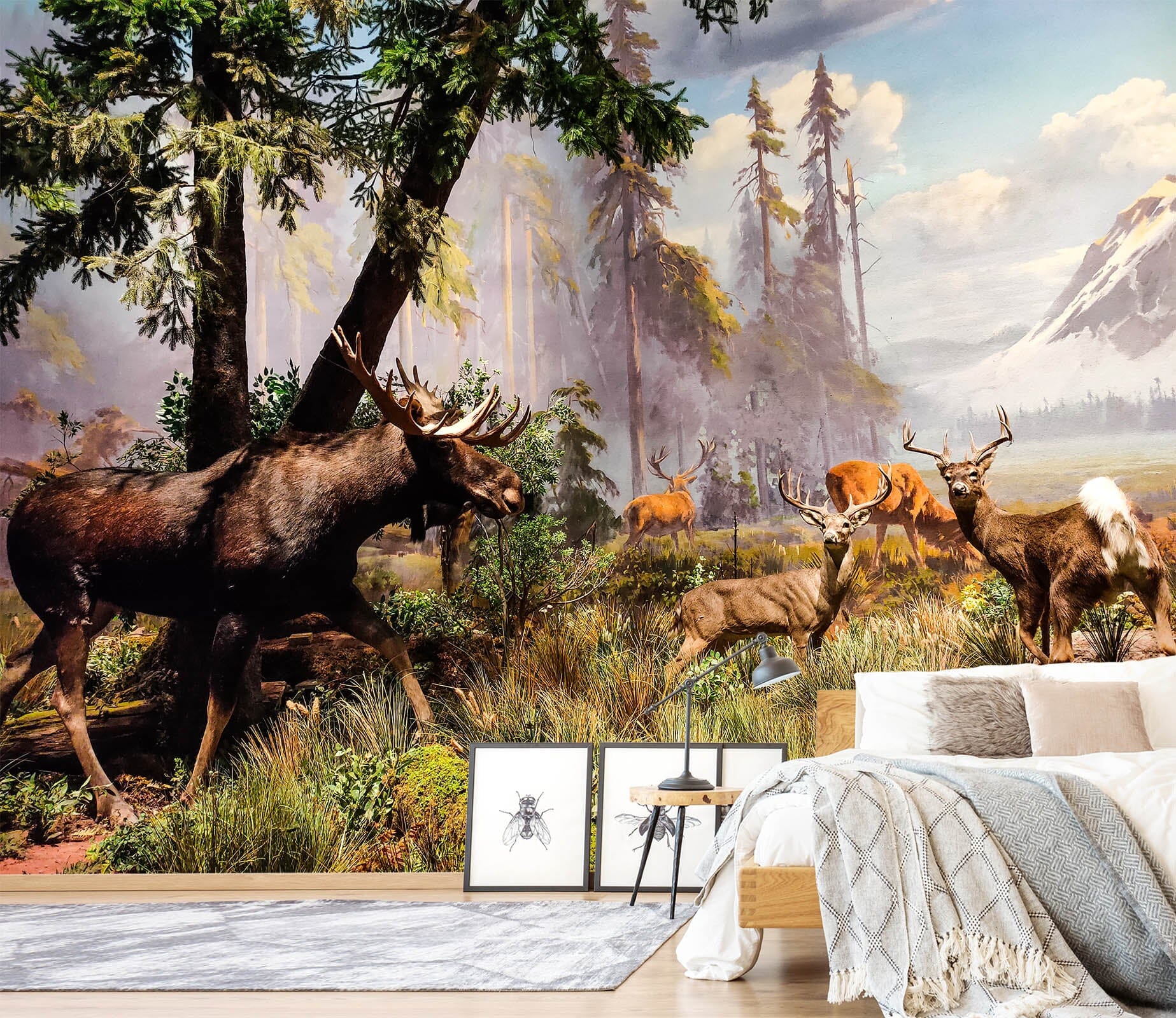 3D Deer Tree 425 Wall Murals Wallpaper AJ Wallpaper 2