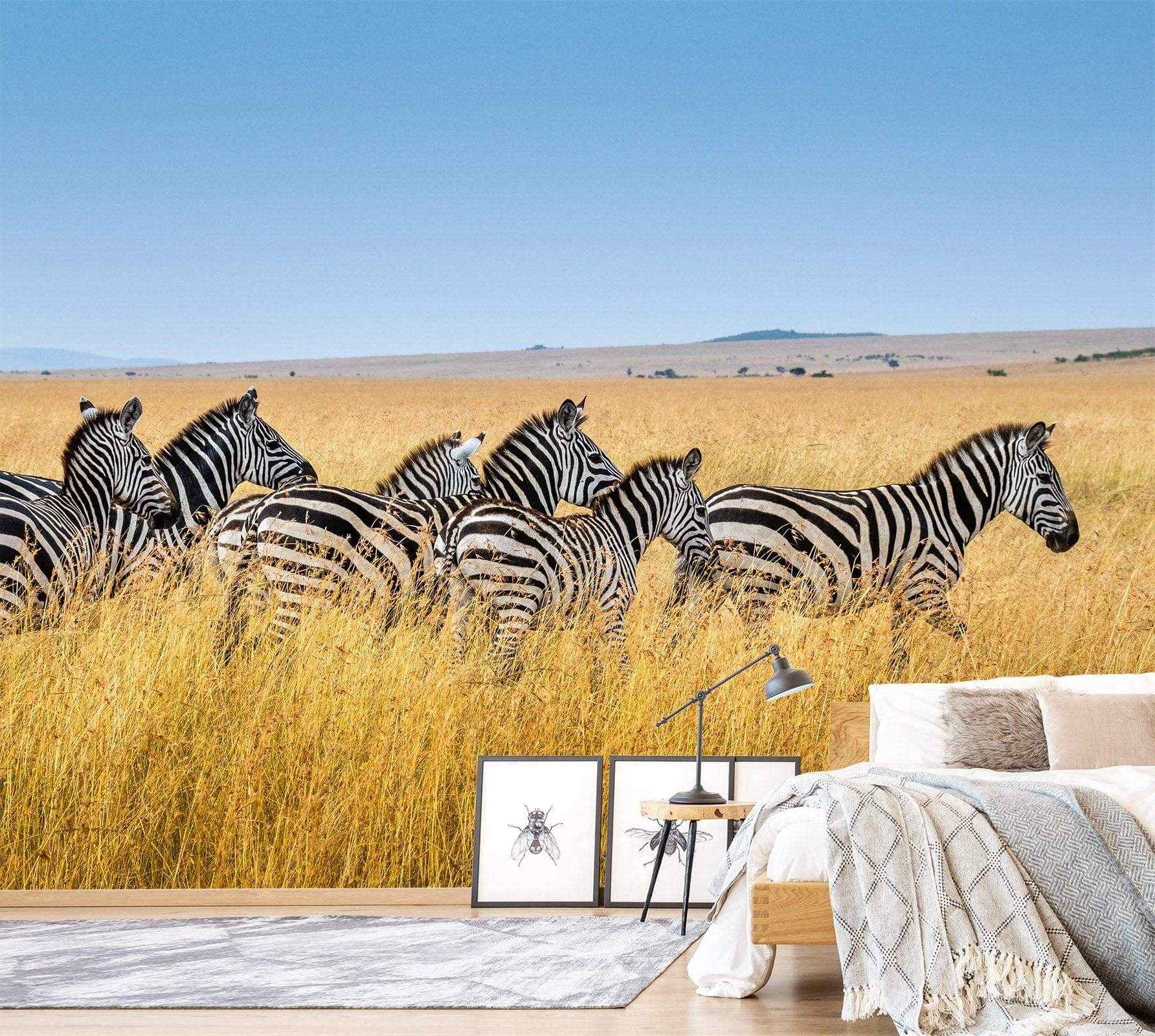 3D Grassland Zebra 420 Wall Murals Wallpaper AJ Wallpaper 2