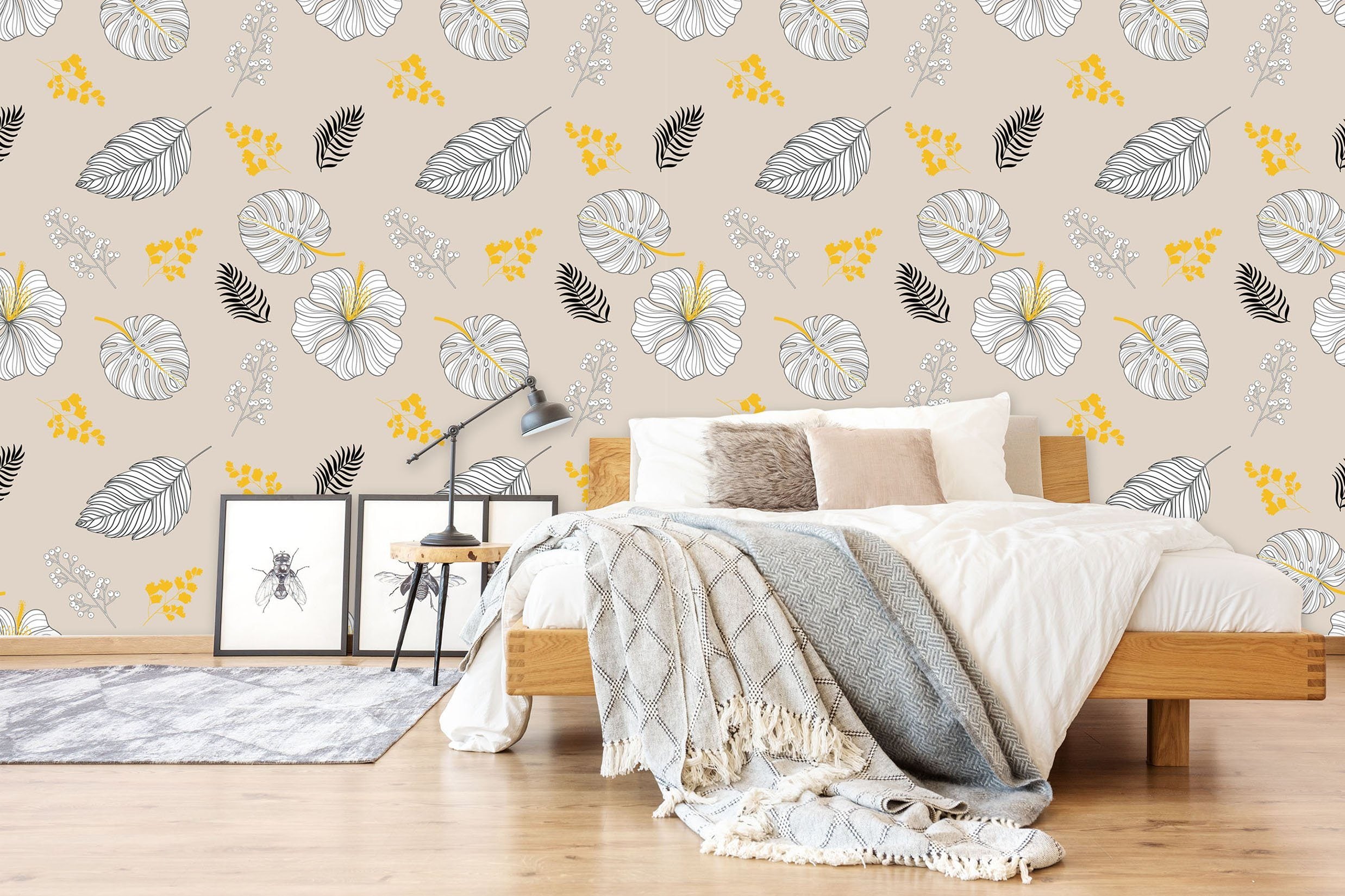 3D Flowers Leaves Pattern 013 Wallpaper AJ Wallpaper