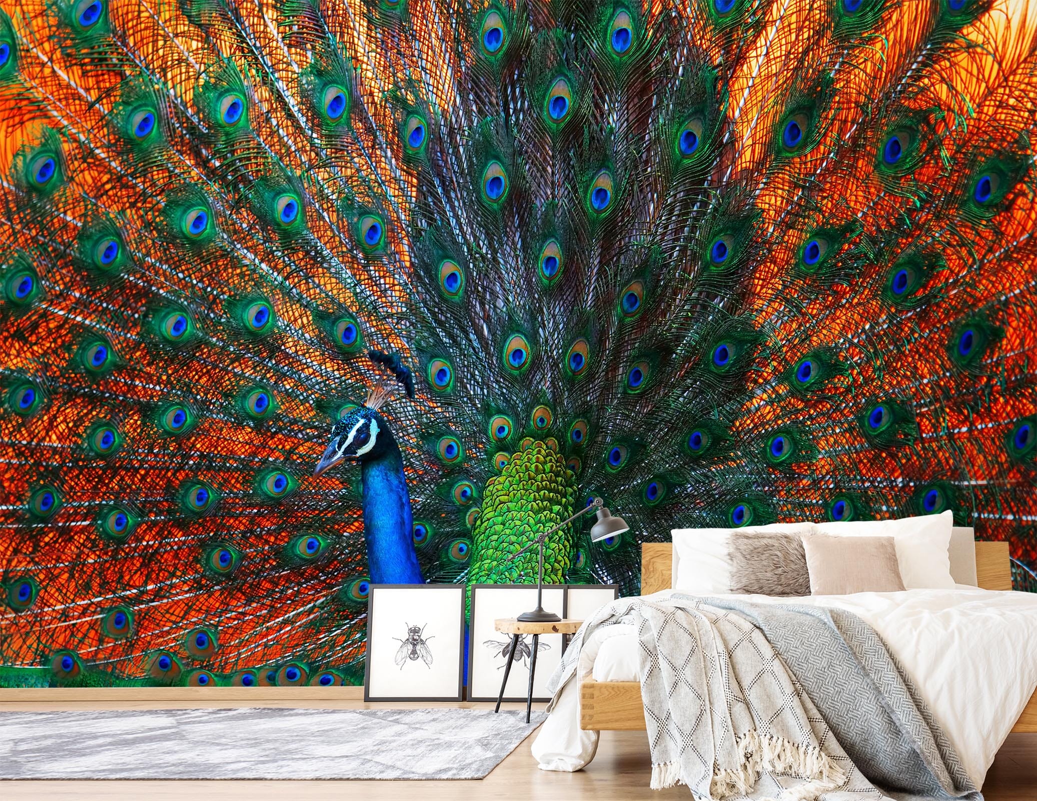 3D Red Peacock 441 Wall Murals Wallpaper AJ Wallpaper 2